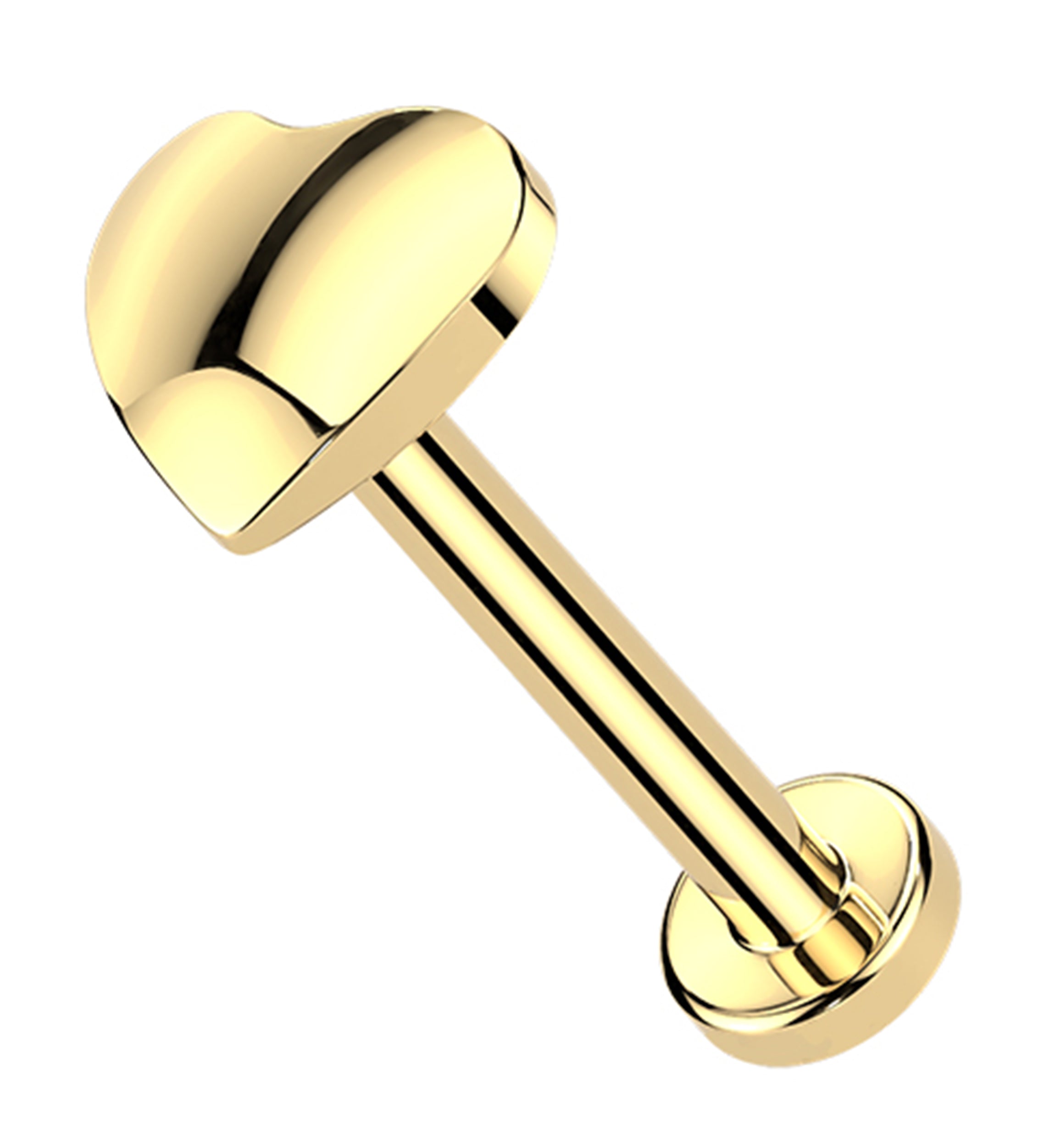 Gold PVD Heart Puff Threadless Titanium Labret