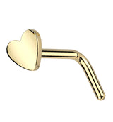 Gold PVD Heart Top L Bend Titanium Nose Ring