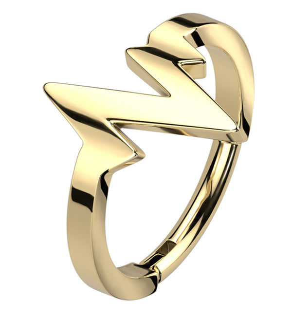 Gold PVD Heartbeat Stainless Steel Hinged Segment Ring