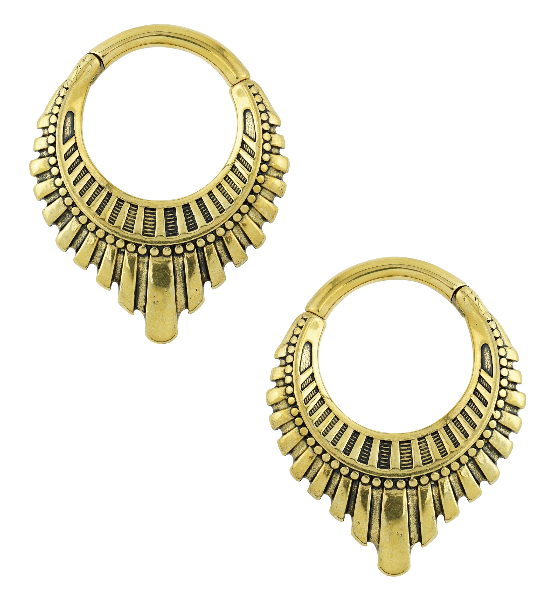 Gold PVD Heraldry Pointed Stainless Steel Hinged Ear Weights