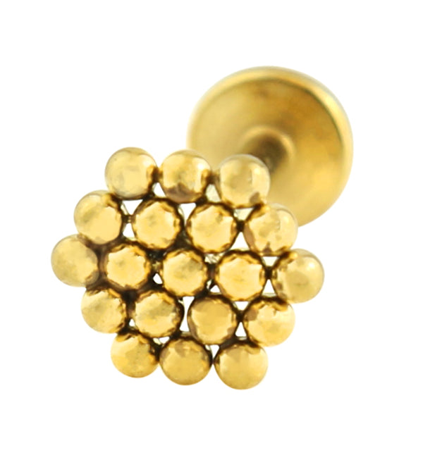 Gold PVD Hexagon Beaded Internally Threaded Stainless Steel Labret