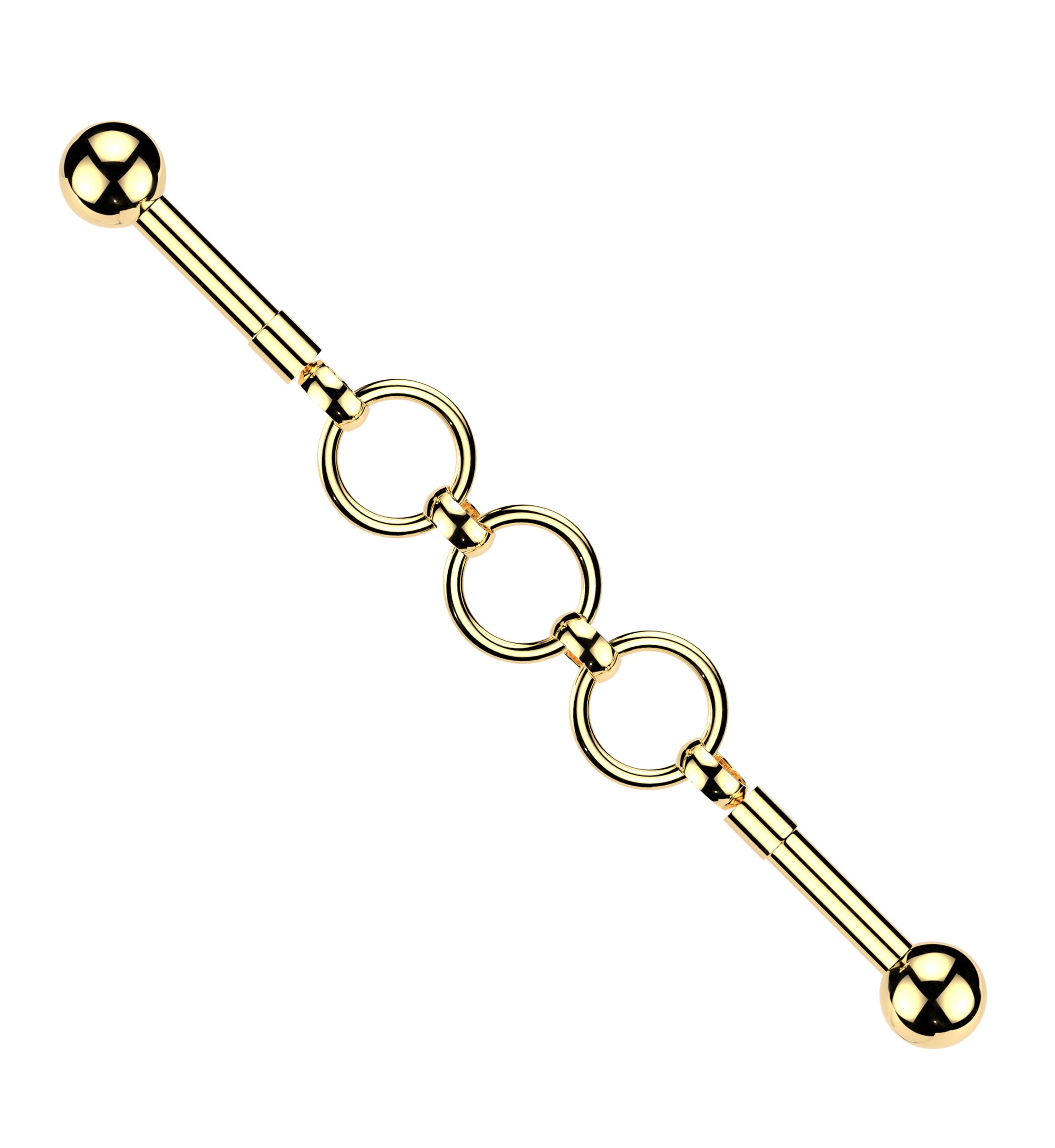 Gold PVD Hoop Link Externally Threaded Stainless Steel Barbell