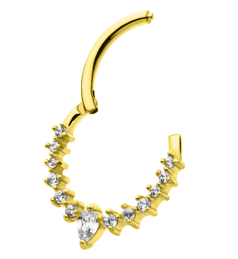 Gold PVD Icicle Stainless Steel Hinged Segment Ring