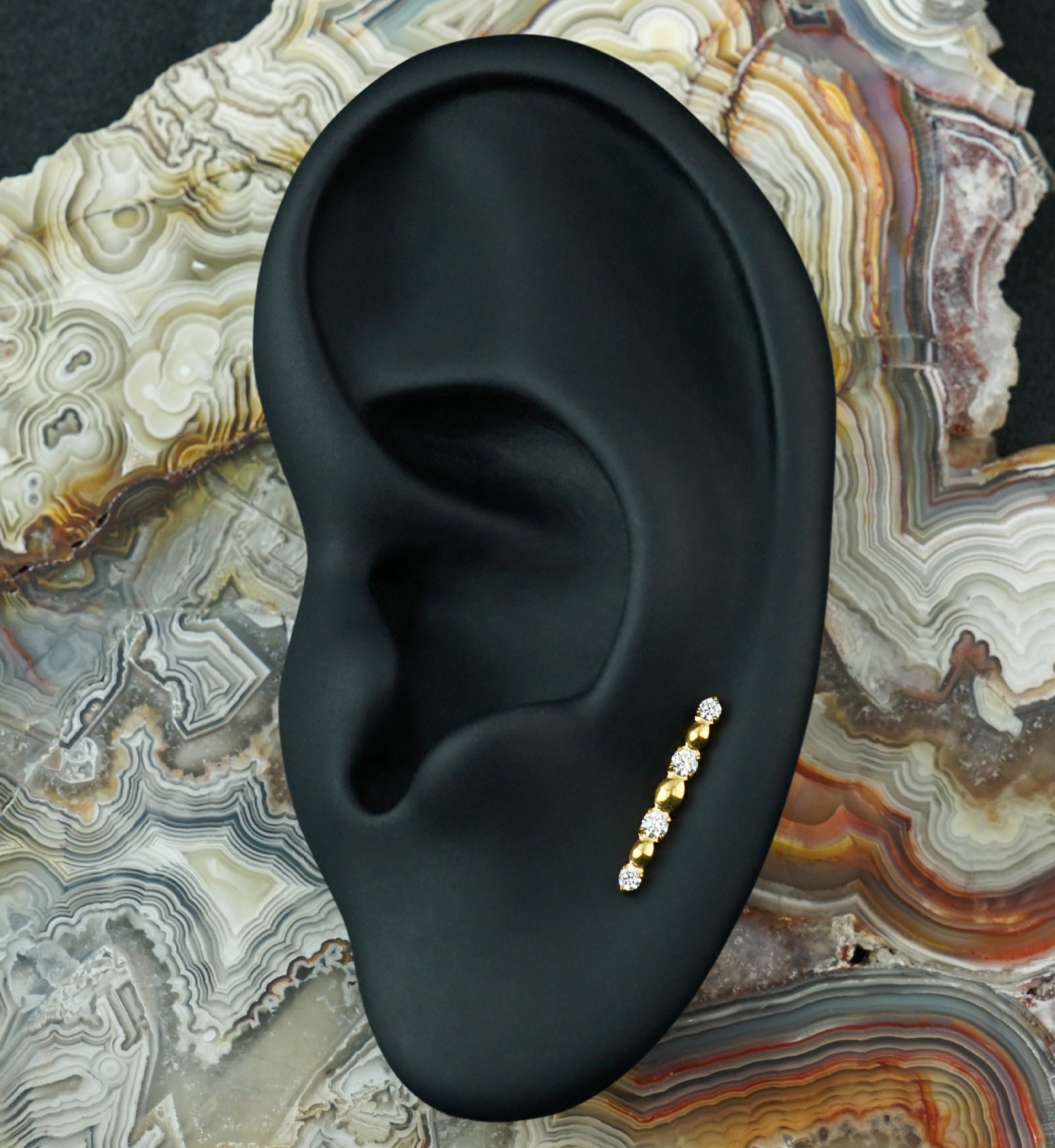 Gold PVD Illuminate CZ Titanium Threadless Top