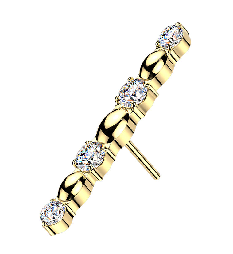 Gold PVD Illuminate CZ Titanium Threadless Top