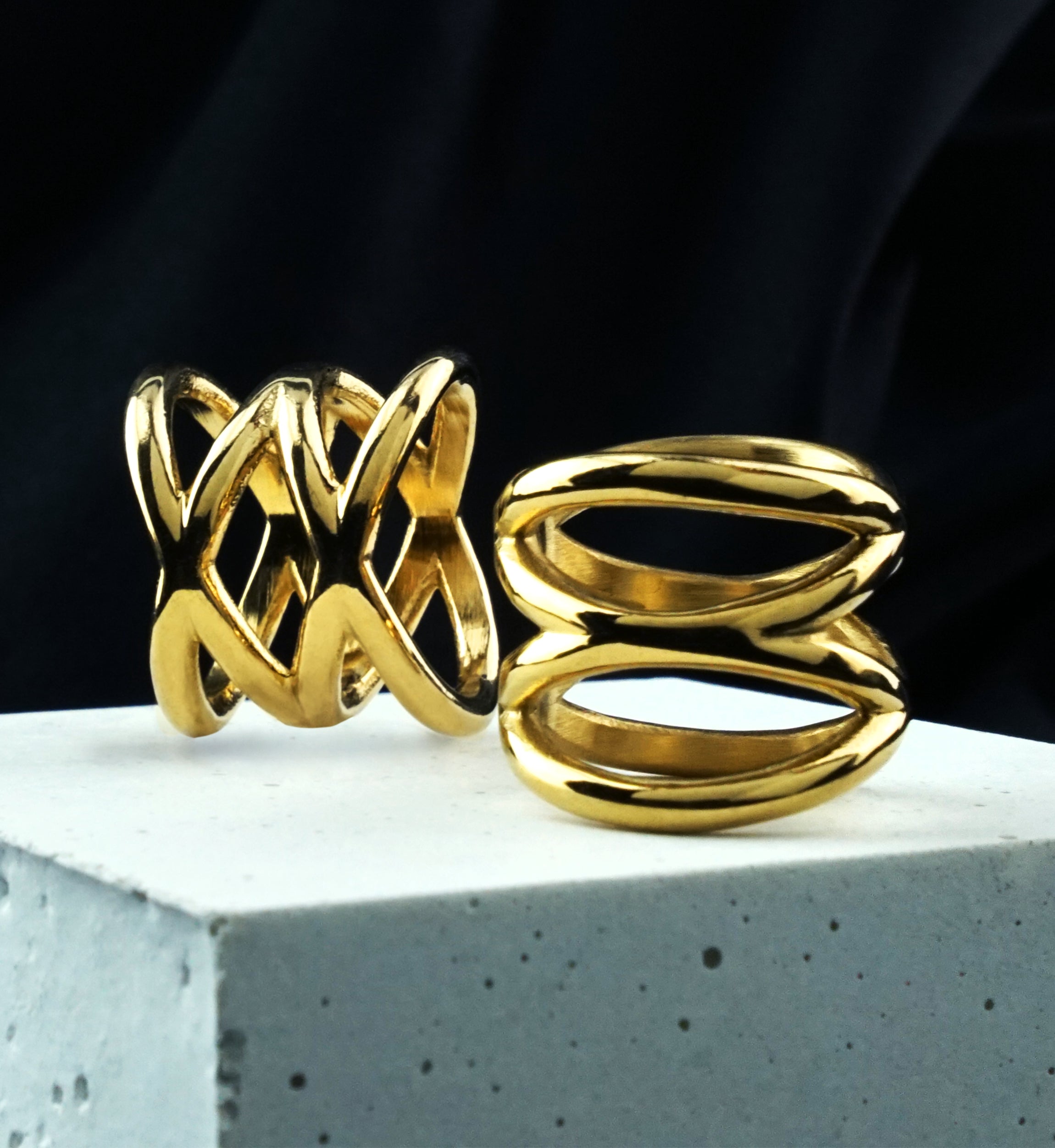 Gold PVD Interlace Stainless Steel Ring