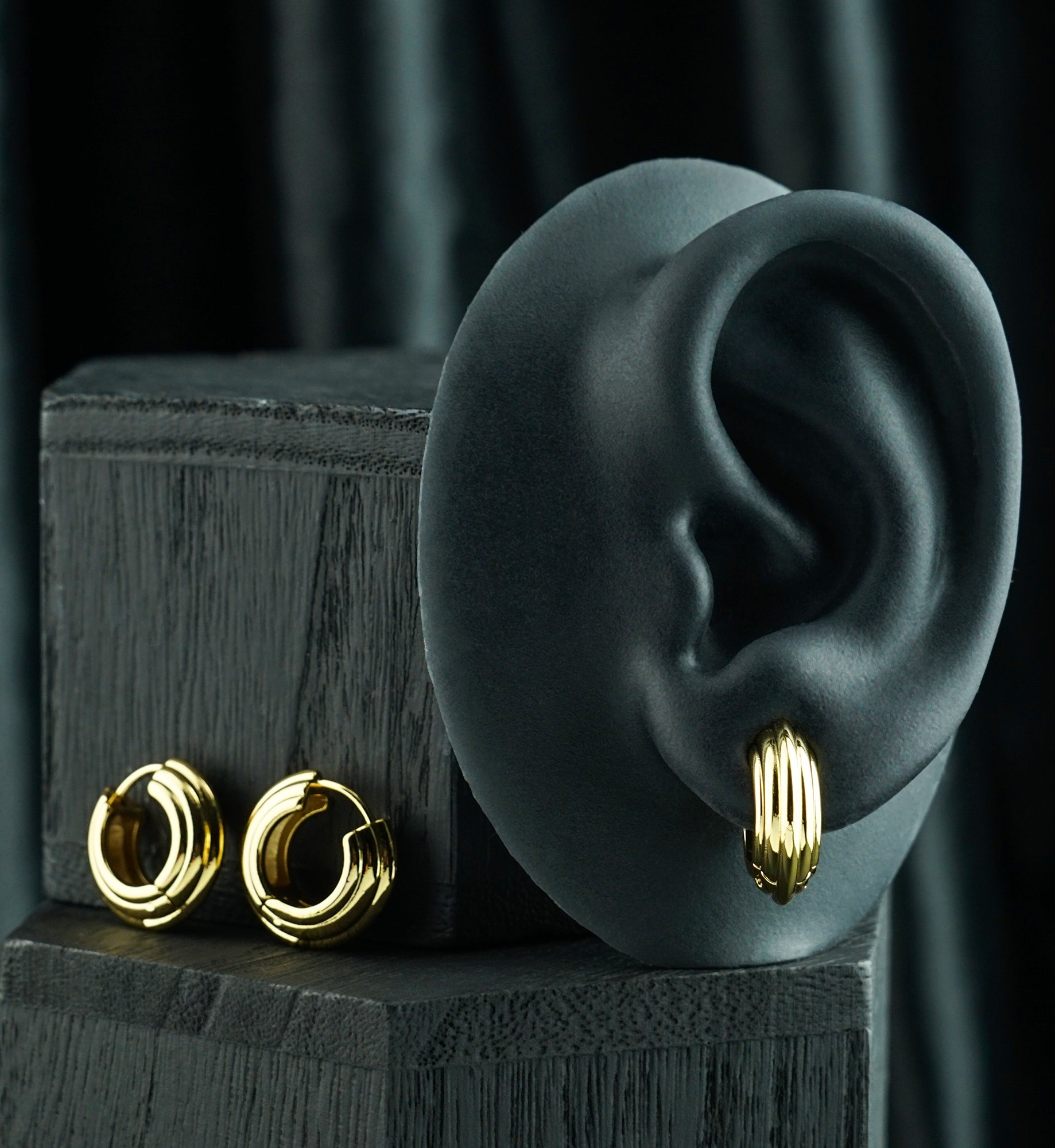 Gold PVD Layers Stainless Steel Hinged Hoop Huggie Earrings