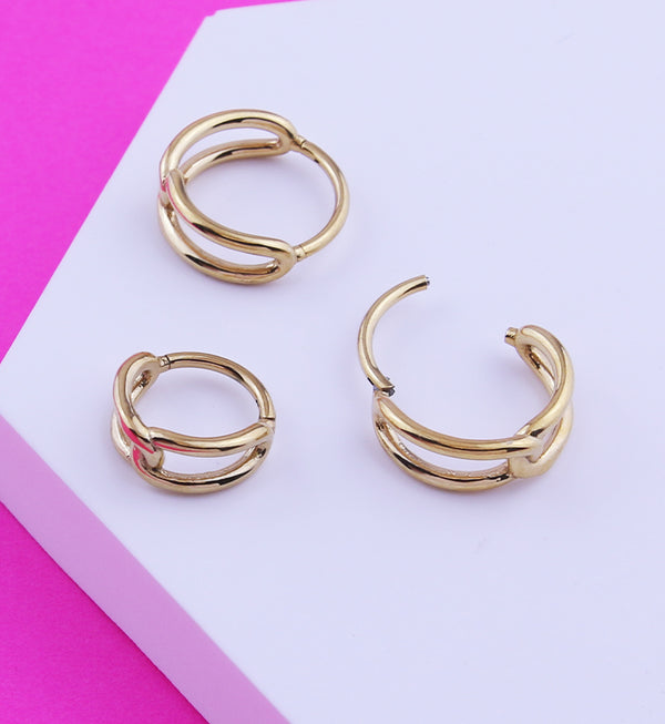Gold PVD Link Stainless Steel Hinged Segment Ring