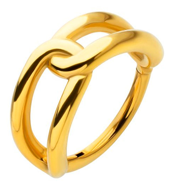 Gold PVD Link Stainless Steel Hinged Segment Ring
