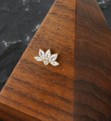 Gold PVD Lotus Flower Clear CZ Threadless Titanium Top