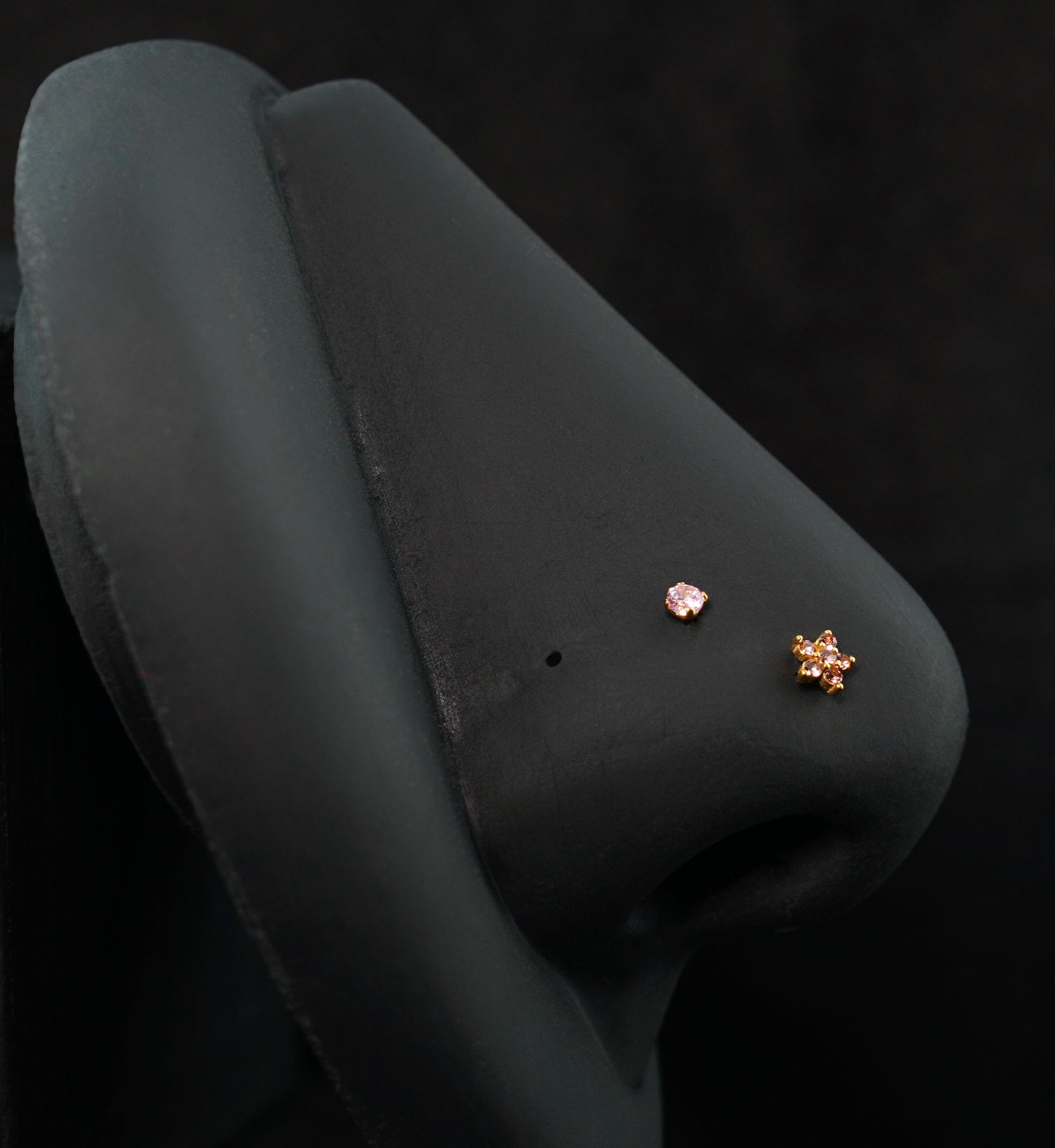 Gold PVD Meadow Clear And Pink CZ Stainless Steel L Bend/Stud/Hoop Variety Pack (6 Pack)