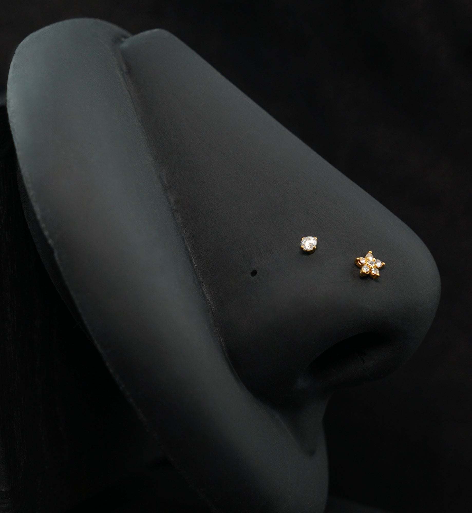 Gold PVD Meadow Clear CZ Stainless Steel L Bend/Stud/Hoop Variety Pack (6 Pack)