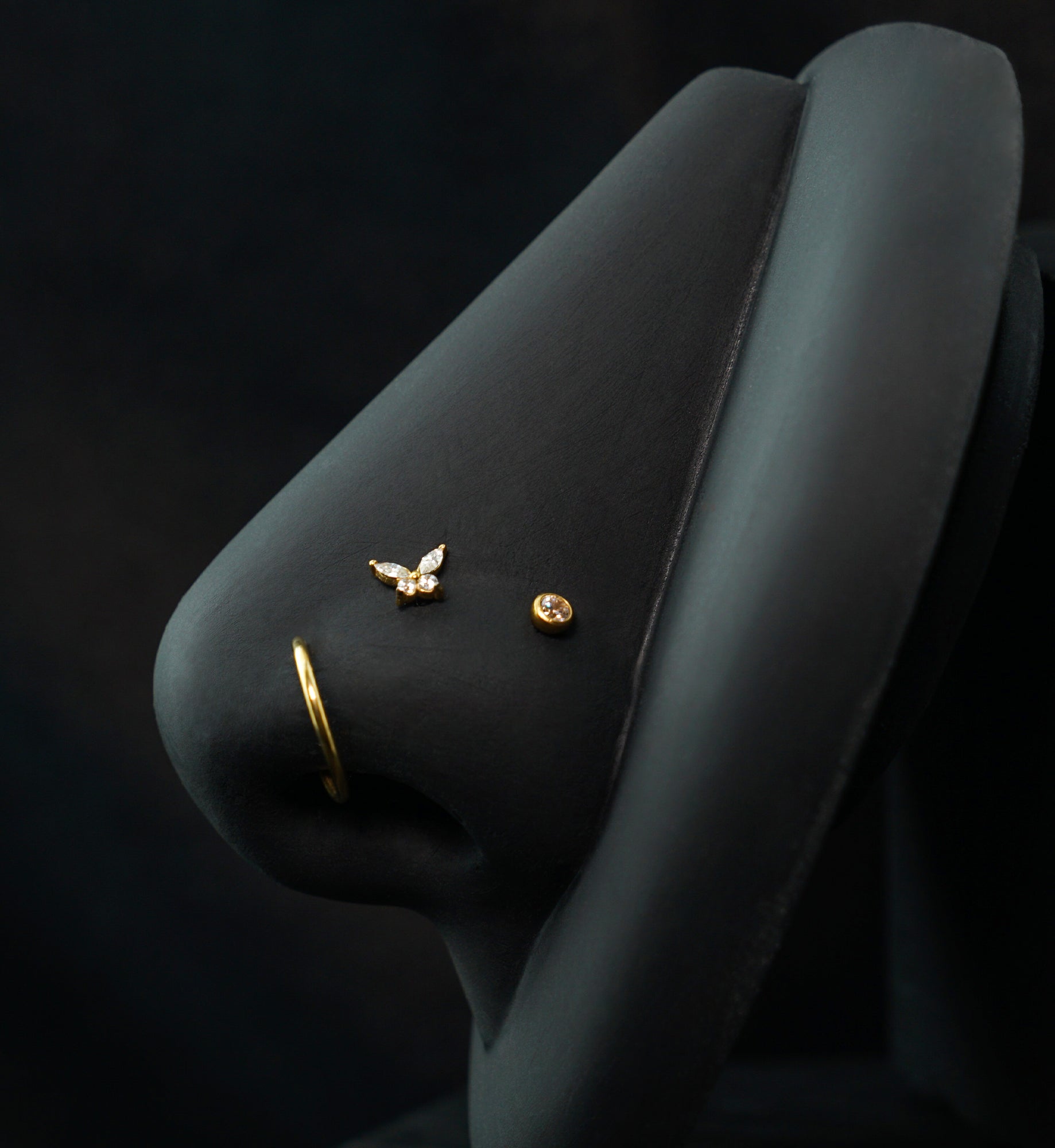 Gold PVD Meadow Clear CZ Stainless Steel L Bend/Stud/Hoop Variety Pack (6 Pack)