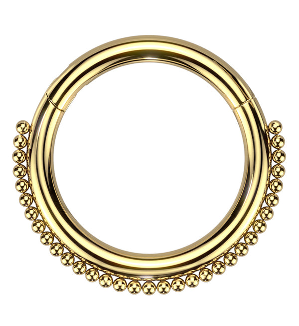 Gold PVD Mini Bead Stainless Steel Hinged Segment Ring