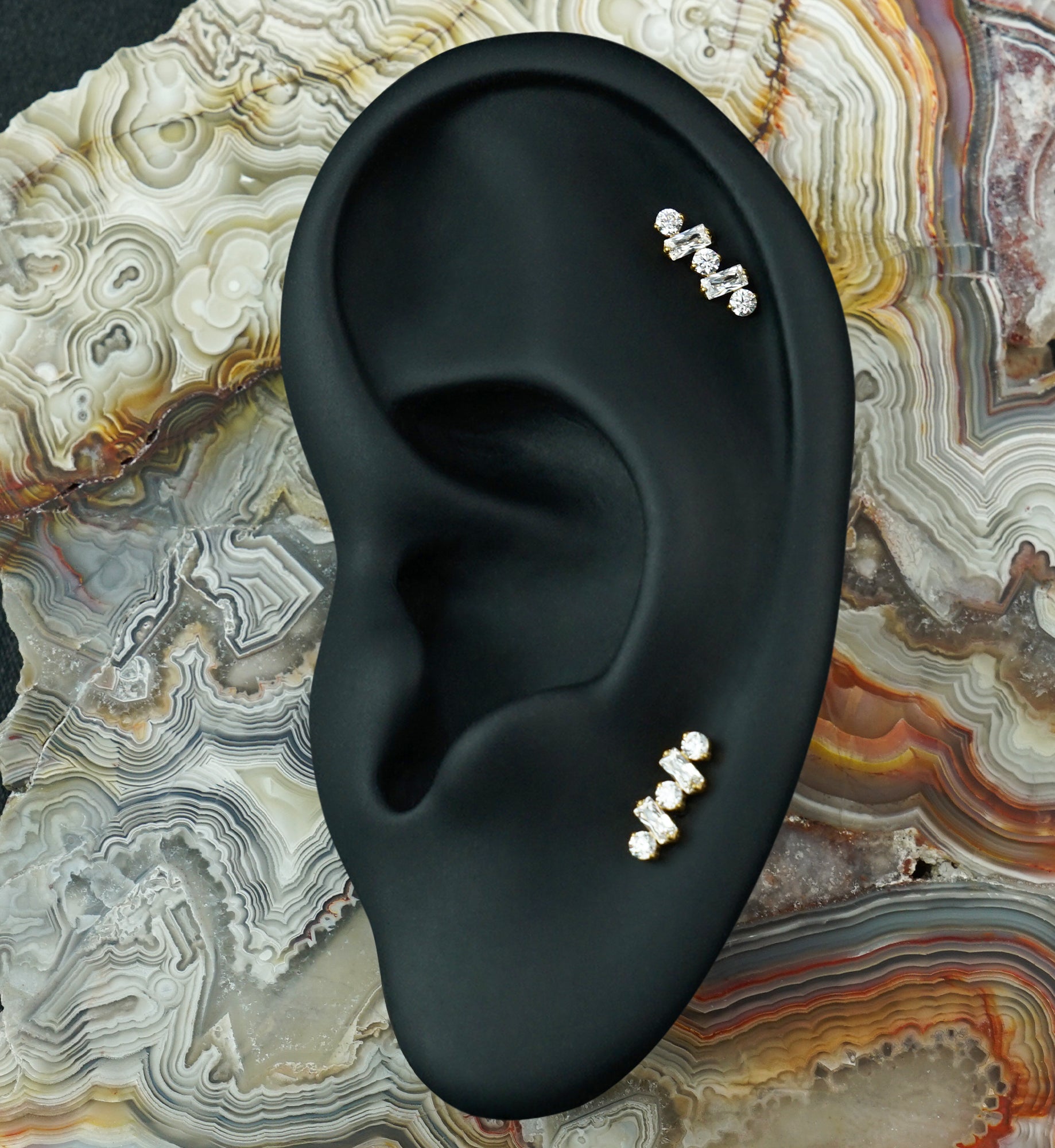 Gold PVD Morse CZ Titanium Threadless Top