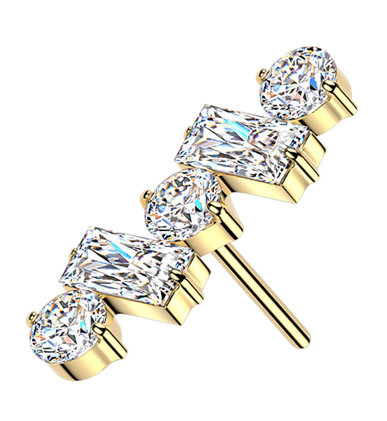 Gold PVD Morse CZ Titanium Threadless Top