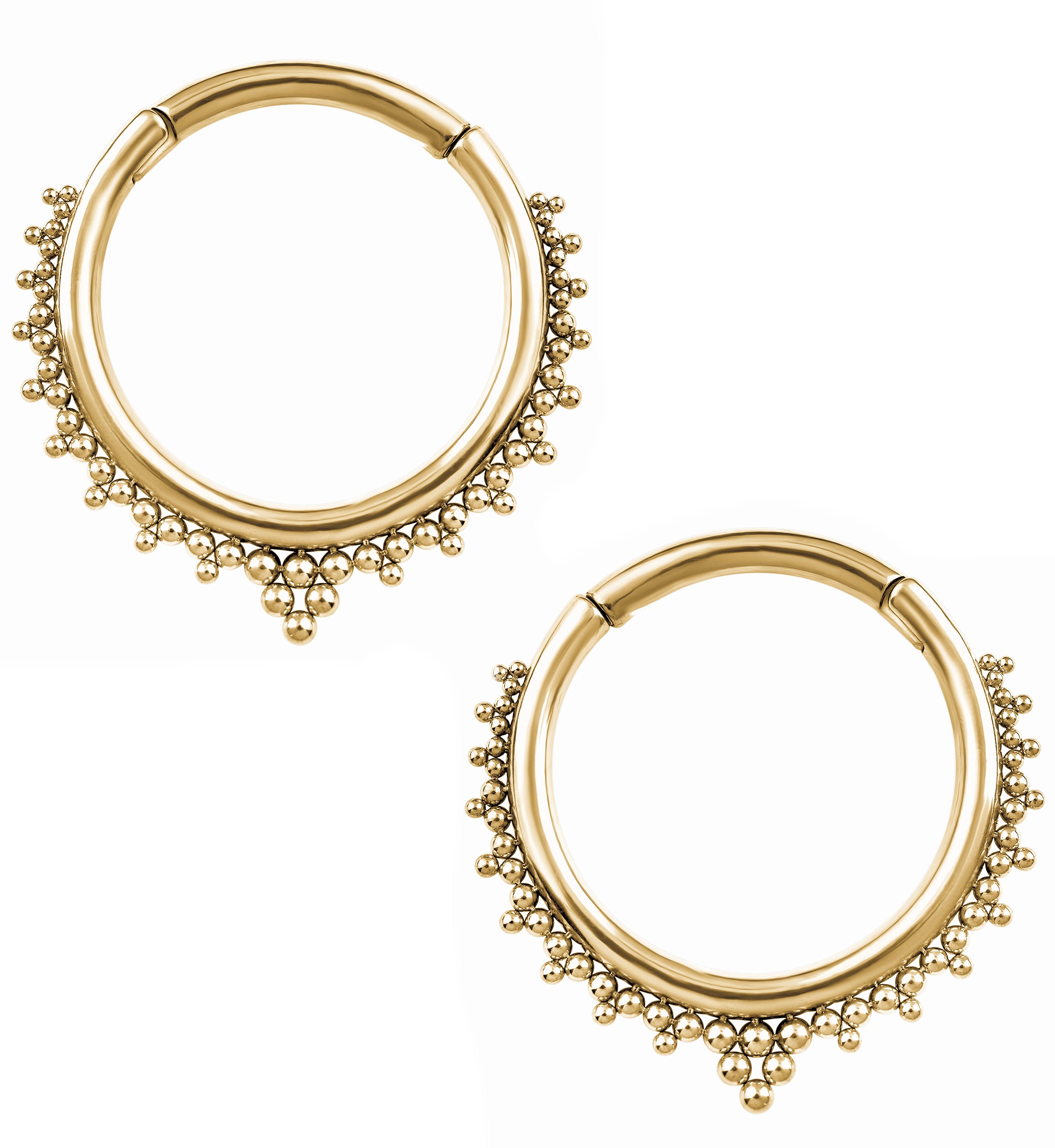 Gold PVD Multi-Bead Stainless Steel Hinged Ear Weights