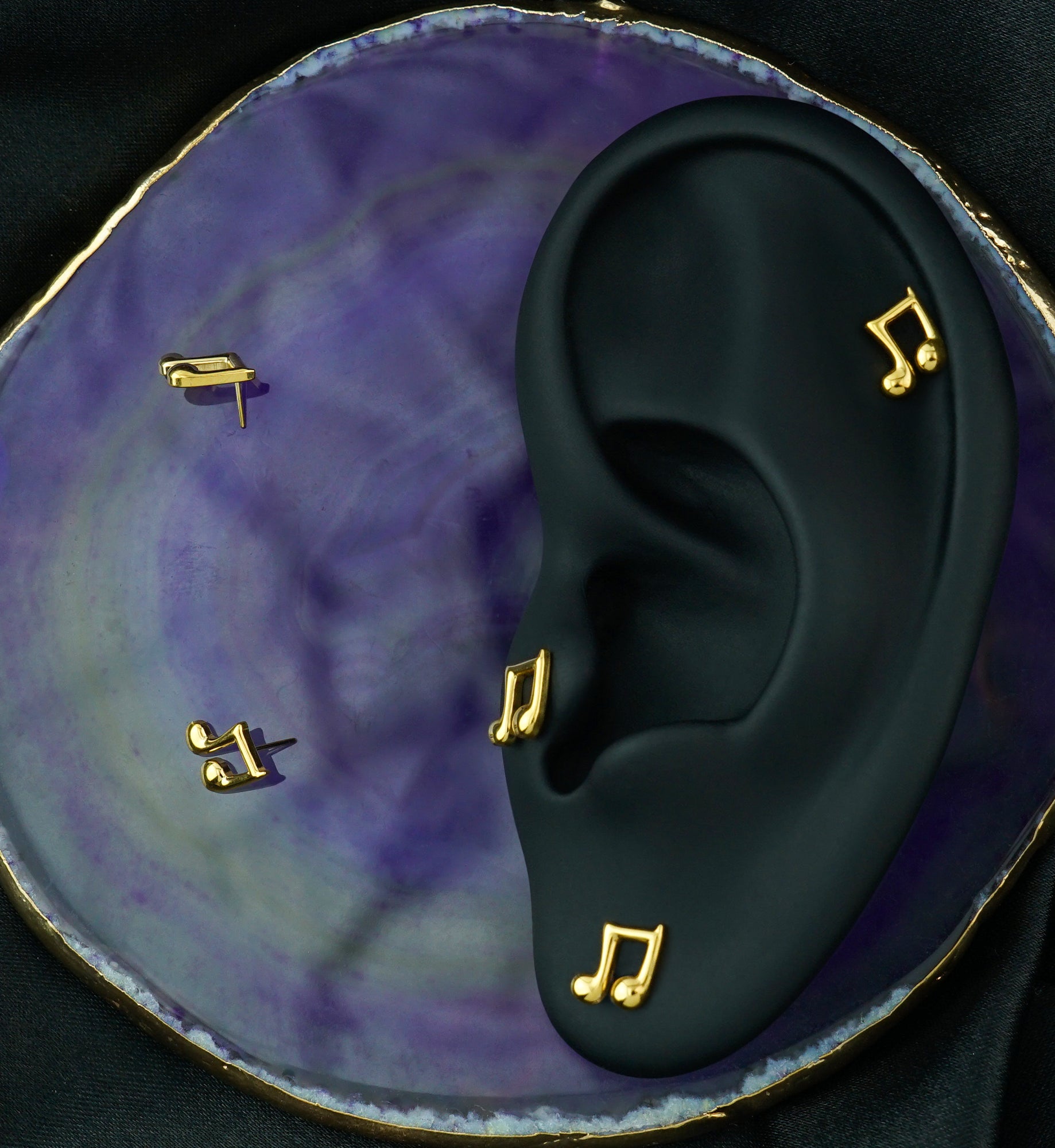 Gold PVD Music Note Titanium Threadless Top