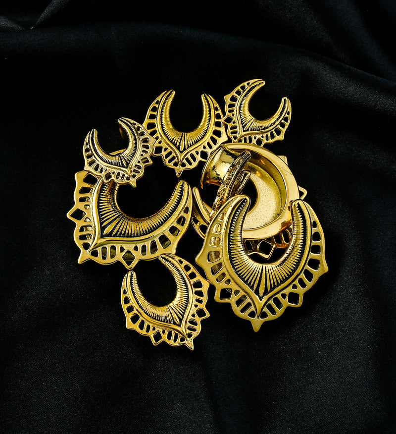 Gold PVD Ornate Shield Stainless Steel Saddles