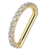 Gold PVD Outward Facing Deca Clear CZ Titanium D-Shaped Hinged Segment Ring