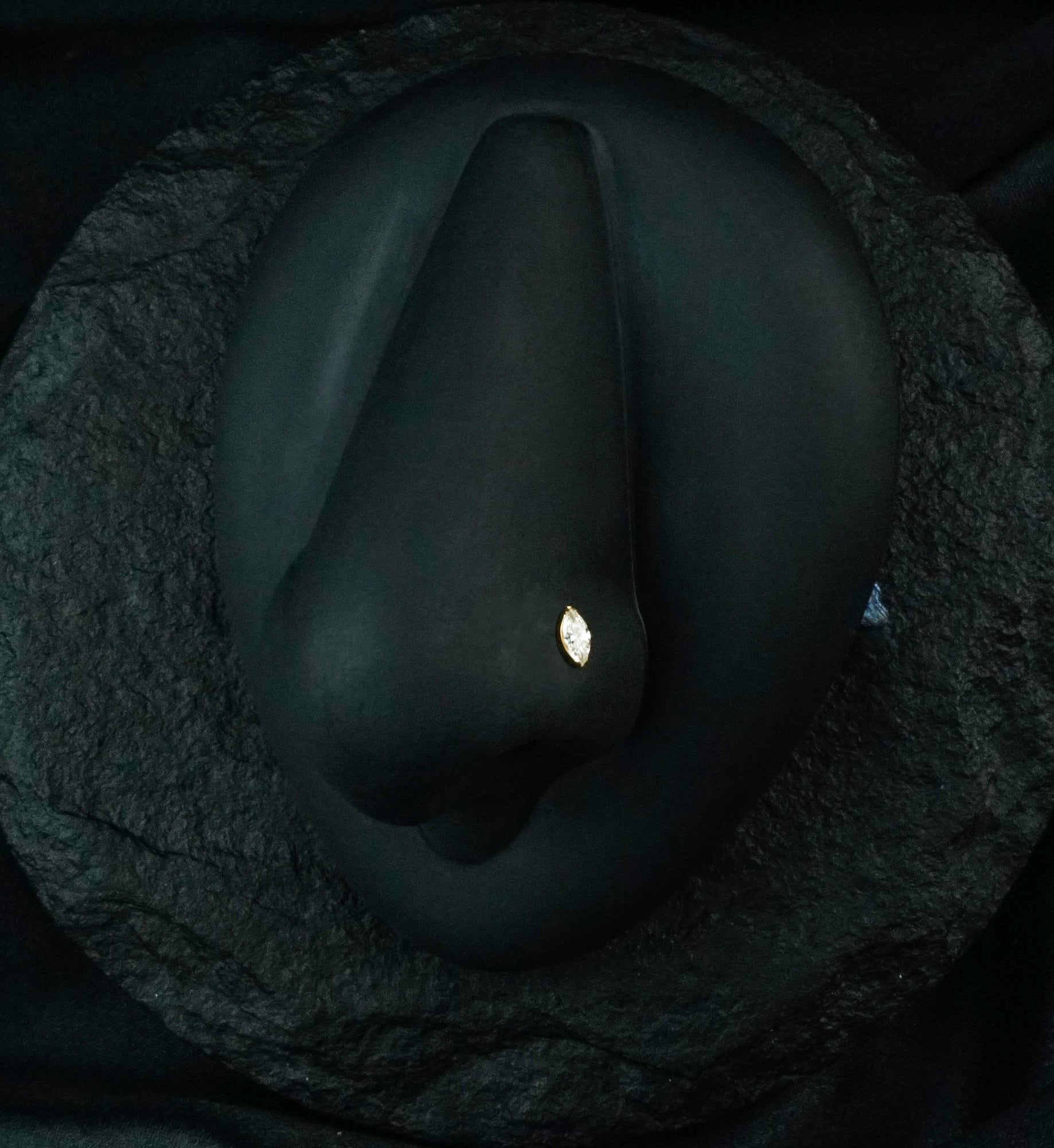 Gold PVD Ovate Clear CZ Titanium Nose Screw Ring