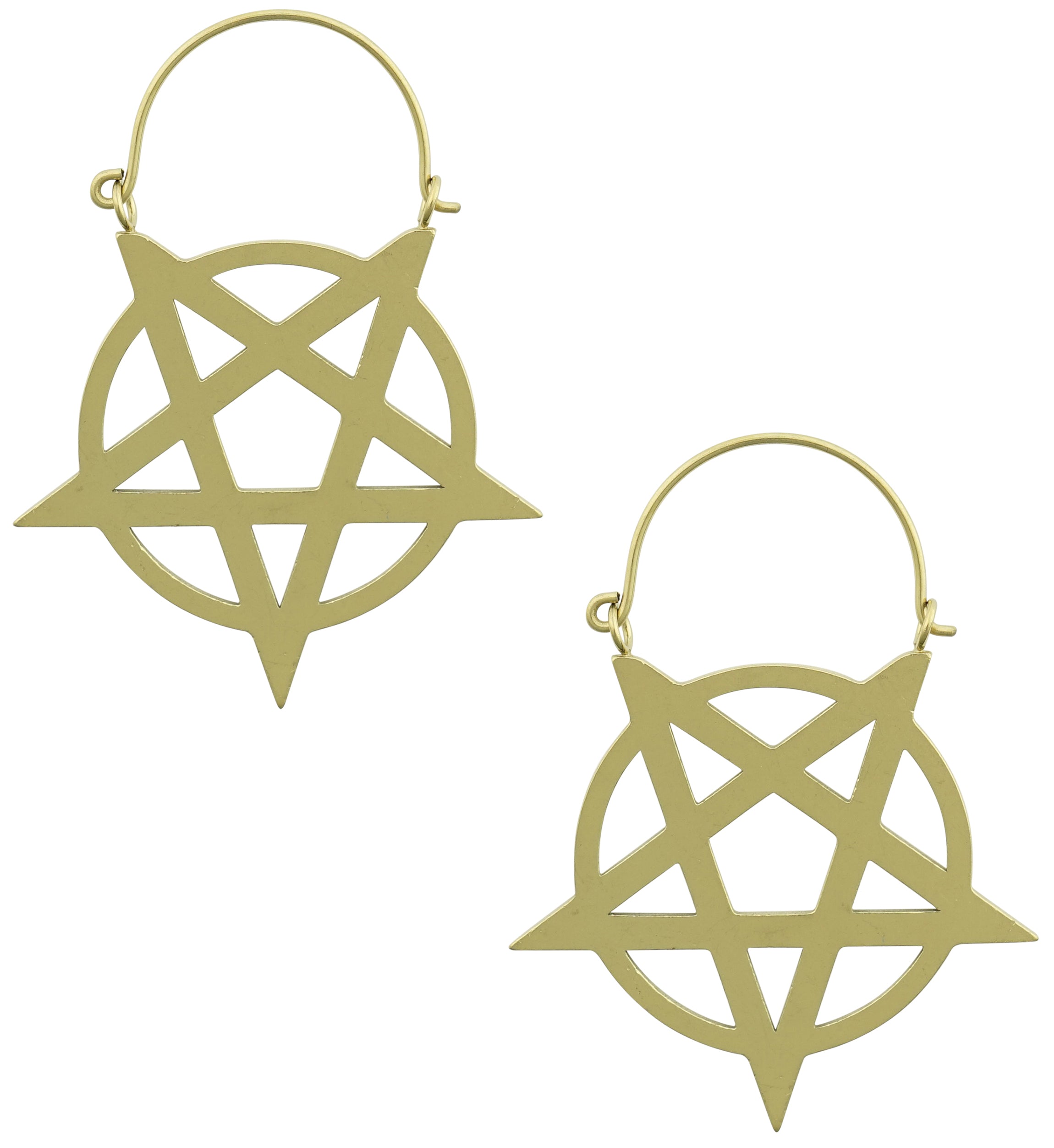 Gold PVD Pentacle Stainless Steel Plug Hoops