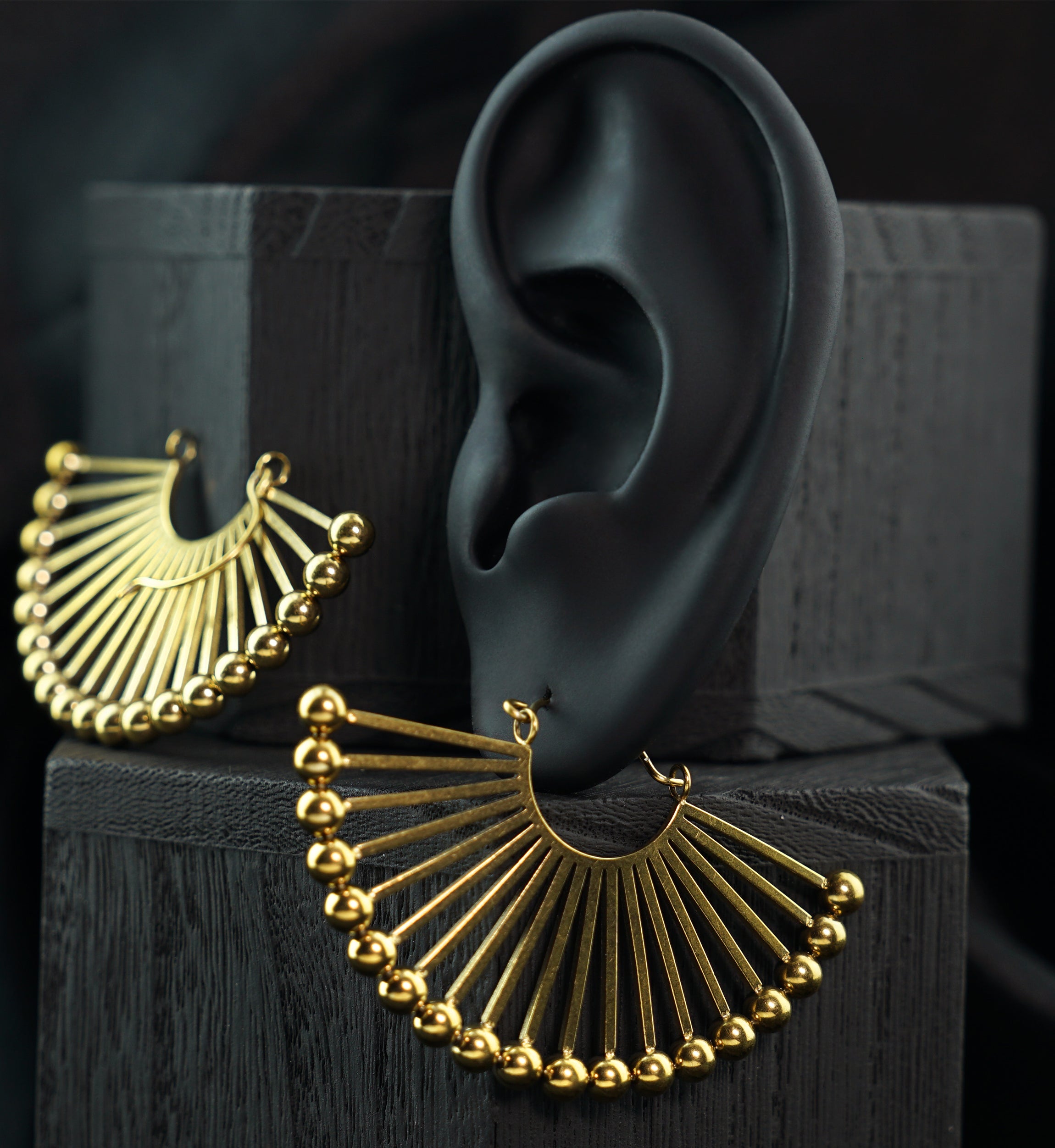 Gold PVD Pinna Beaded Stainless Steel Earrings