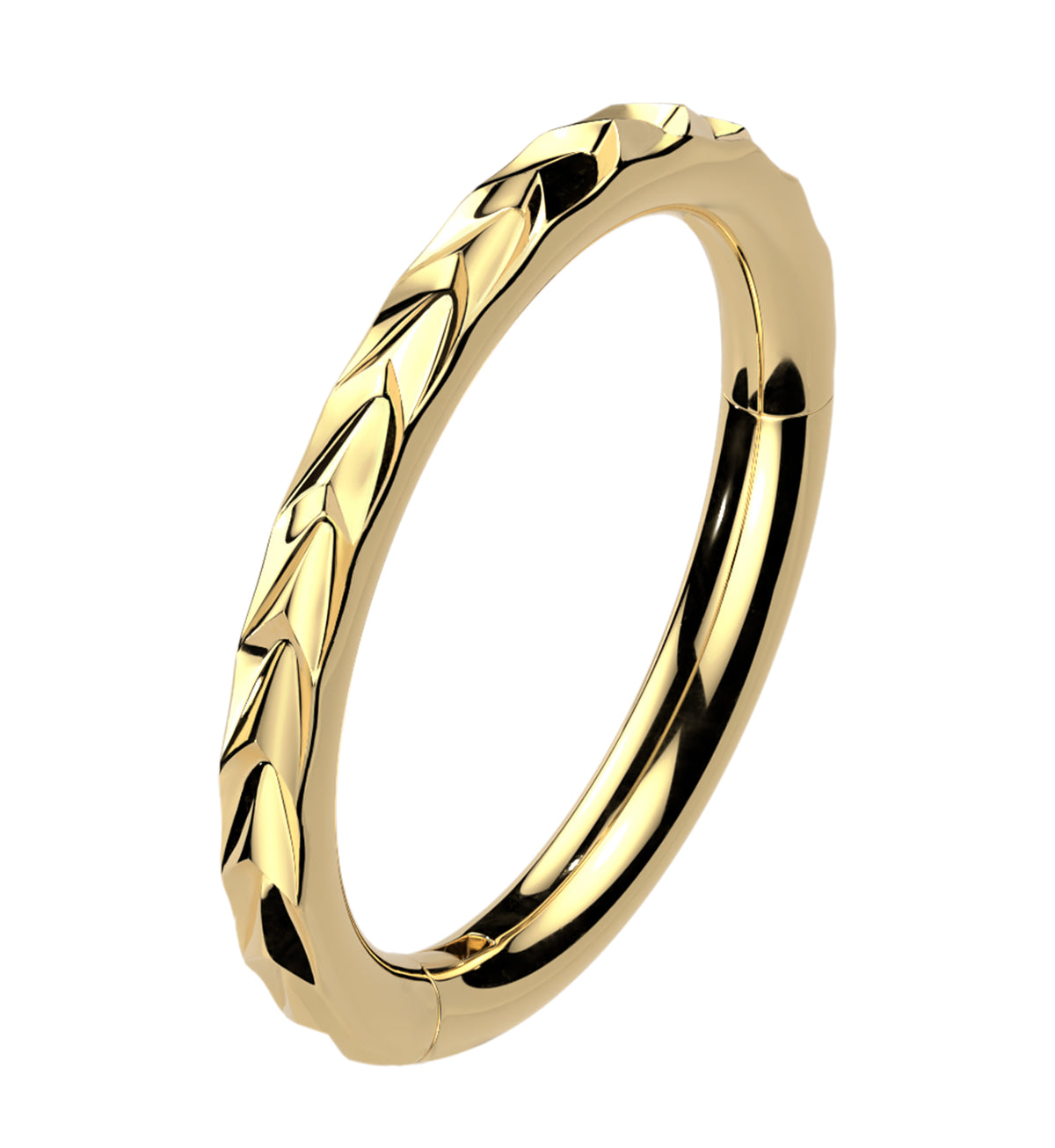 Gold PVD Plaited Edge Stainless Steel Hinged Segment Ring