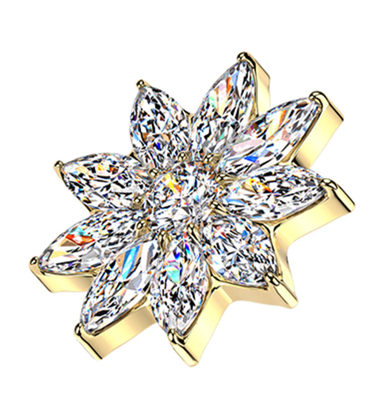 Gold PVD Poinsettia CZ Titanium Internally Threaded Top