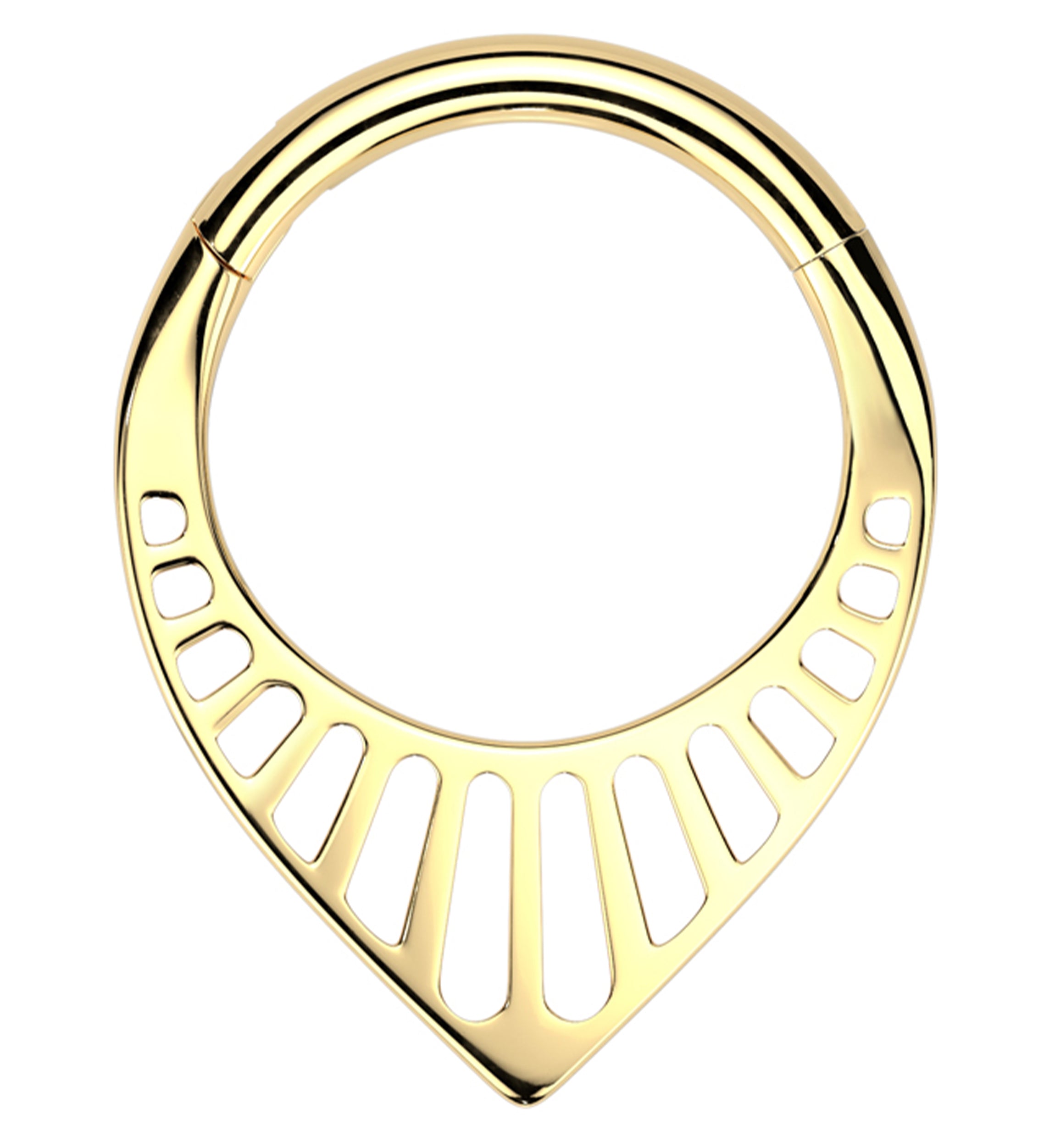 Gold PVD Point Grill Stainless Steel Hinged Segment Ring