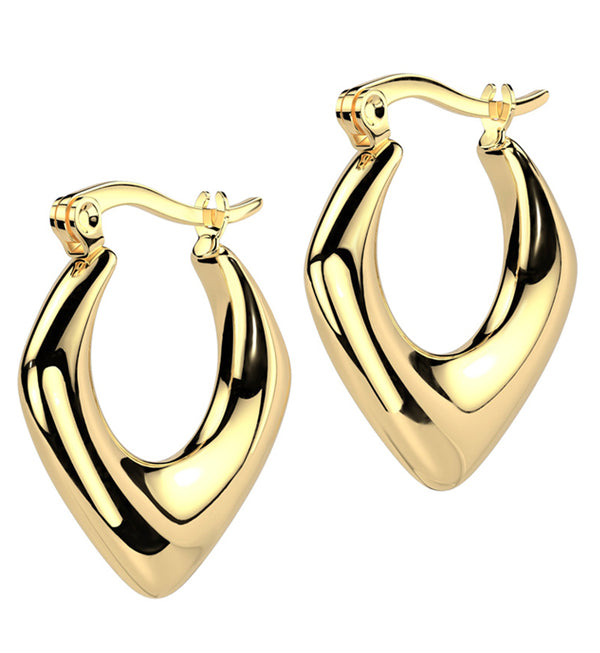 Gold PVD Pointed Stainless Steel Hinged Hoop Earrings
