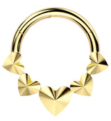 Gold PVD Polyhedra Hearts Titanium Hinged Segment Ring