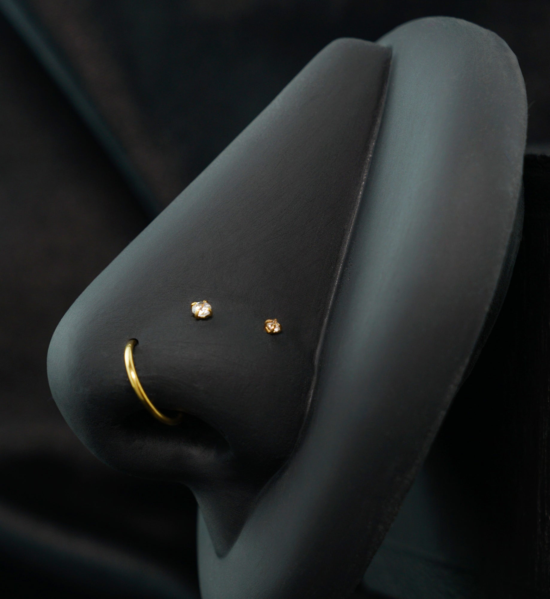 Gold PVD Prong Clear CZ Stainless Steel L Bend/Stud/Hoop Variety Pack (6 Pack)