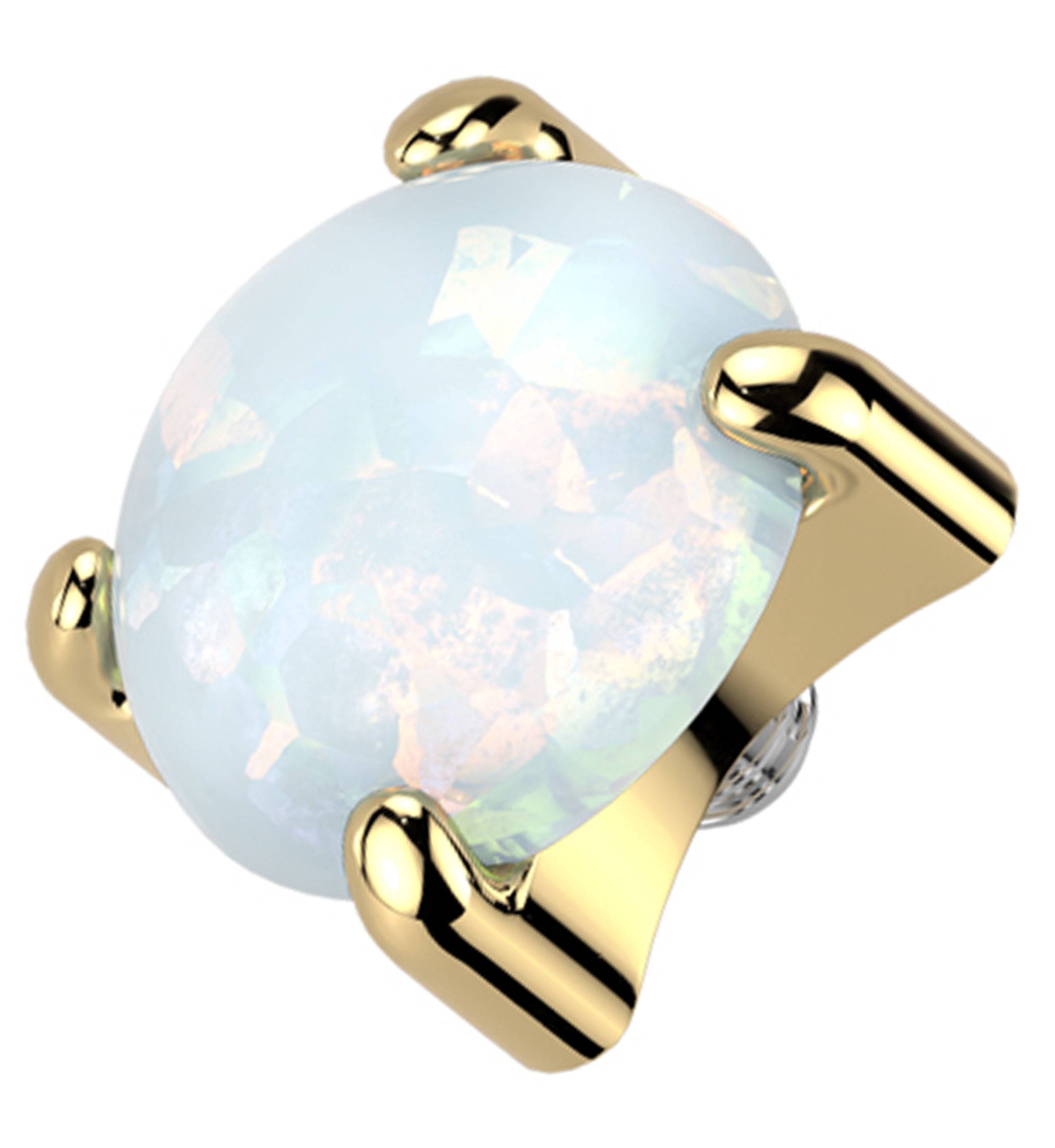 Gold PVD Prong White Opalite Titanium Internally Threaded Top
