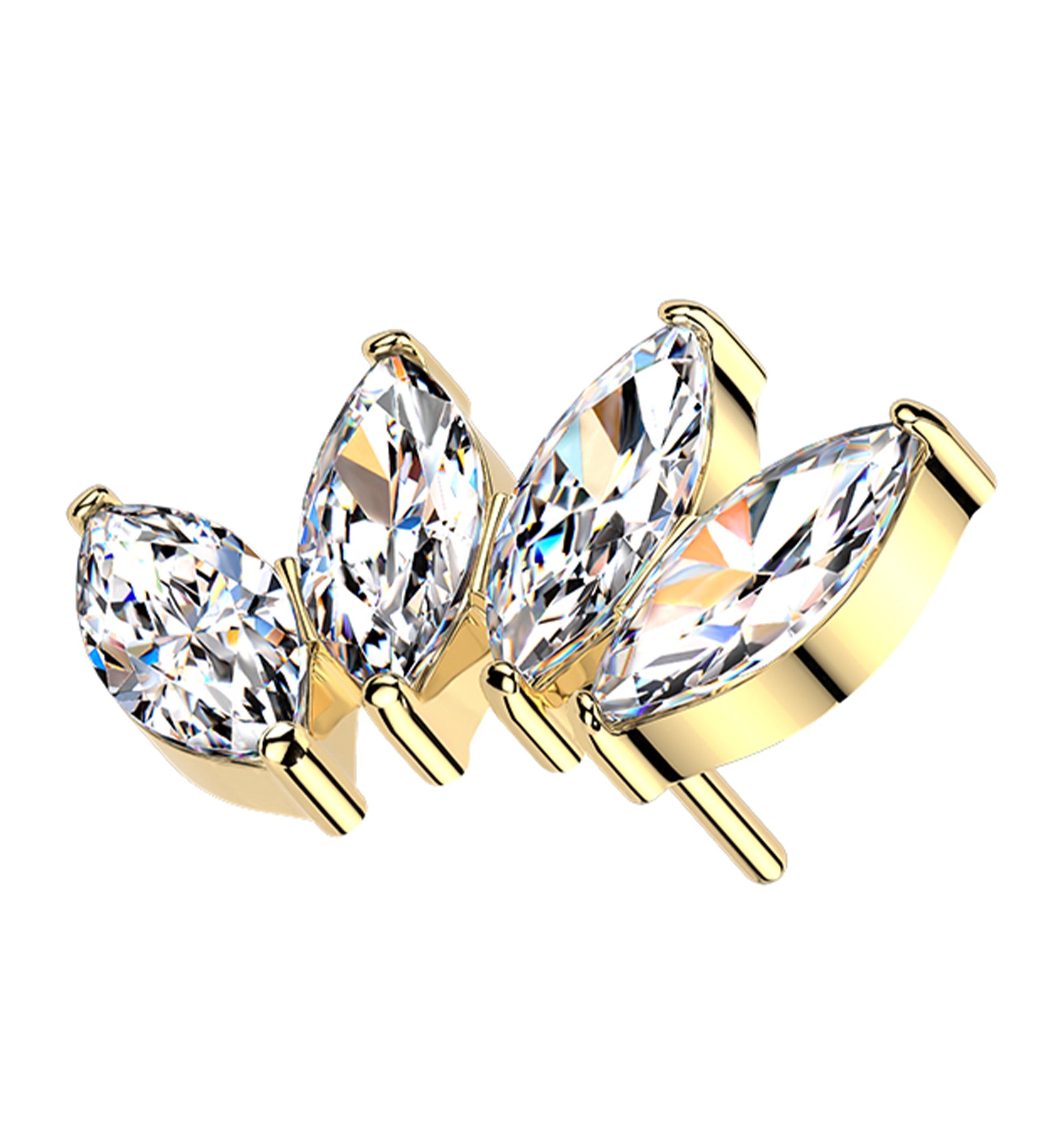 Gold PVD Quartet Clear CZ Titanium Threadless Top