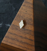 Gold PVD Rhombus Clear CZ Threadless Titanium Top
