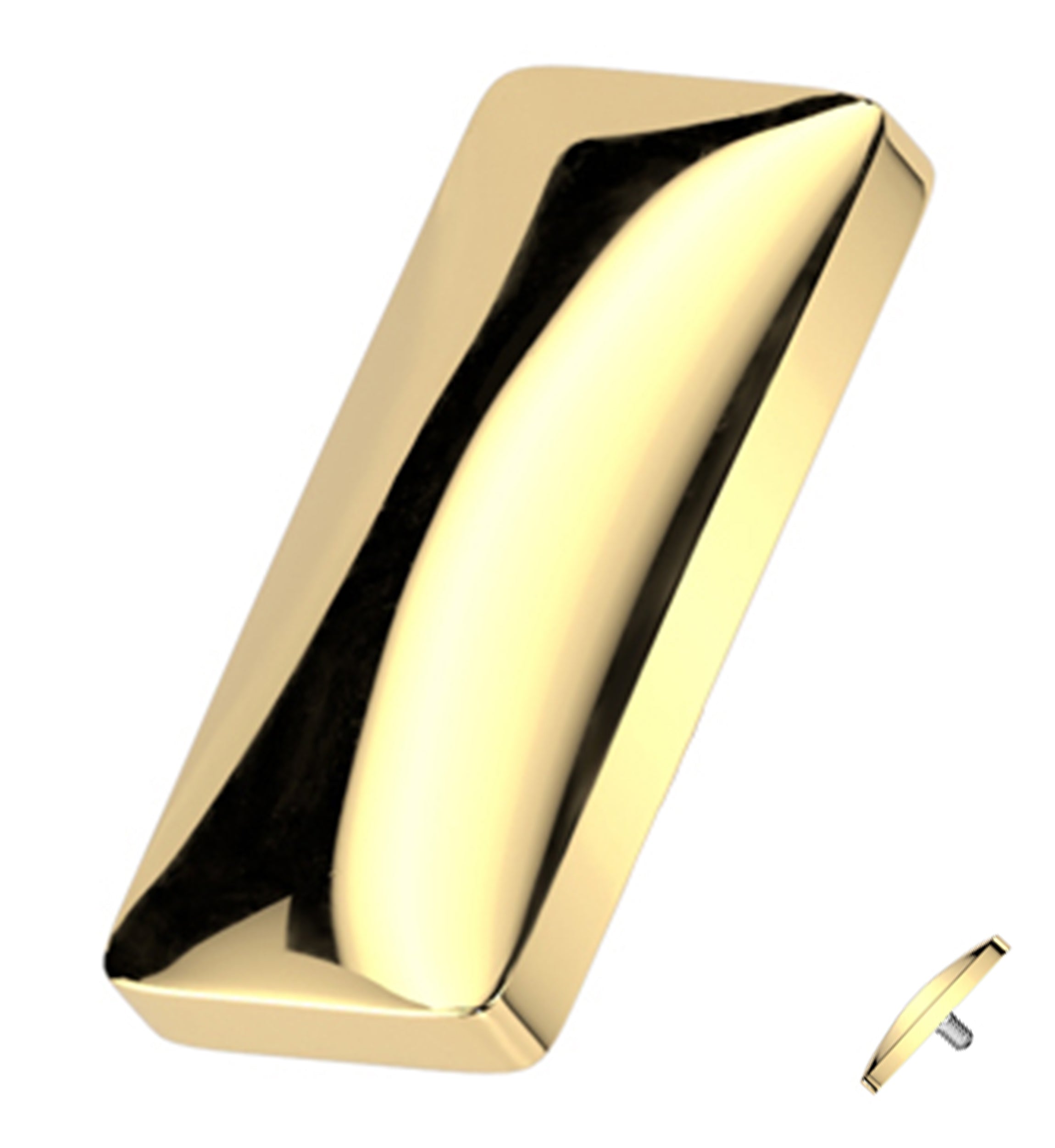 Gold PVD Rounded Rectangle Titanium Internally Threaded Top