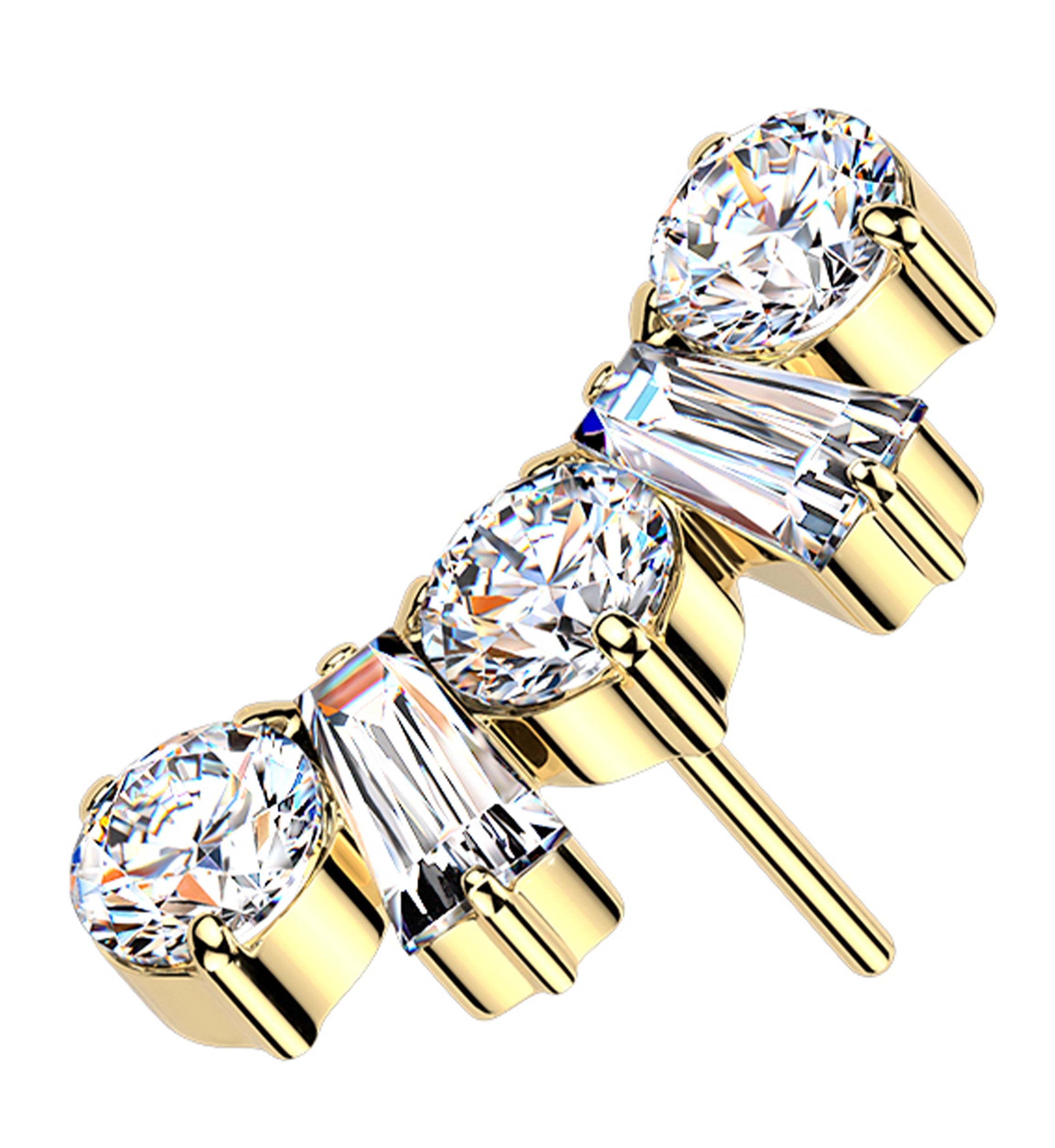 Gold PVD Royal Arch Clear CZ Titanium Threadless Top