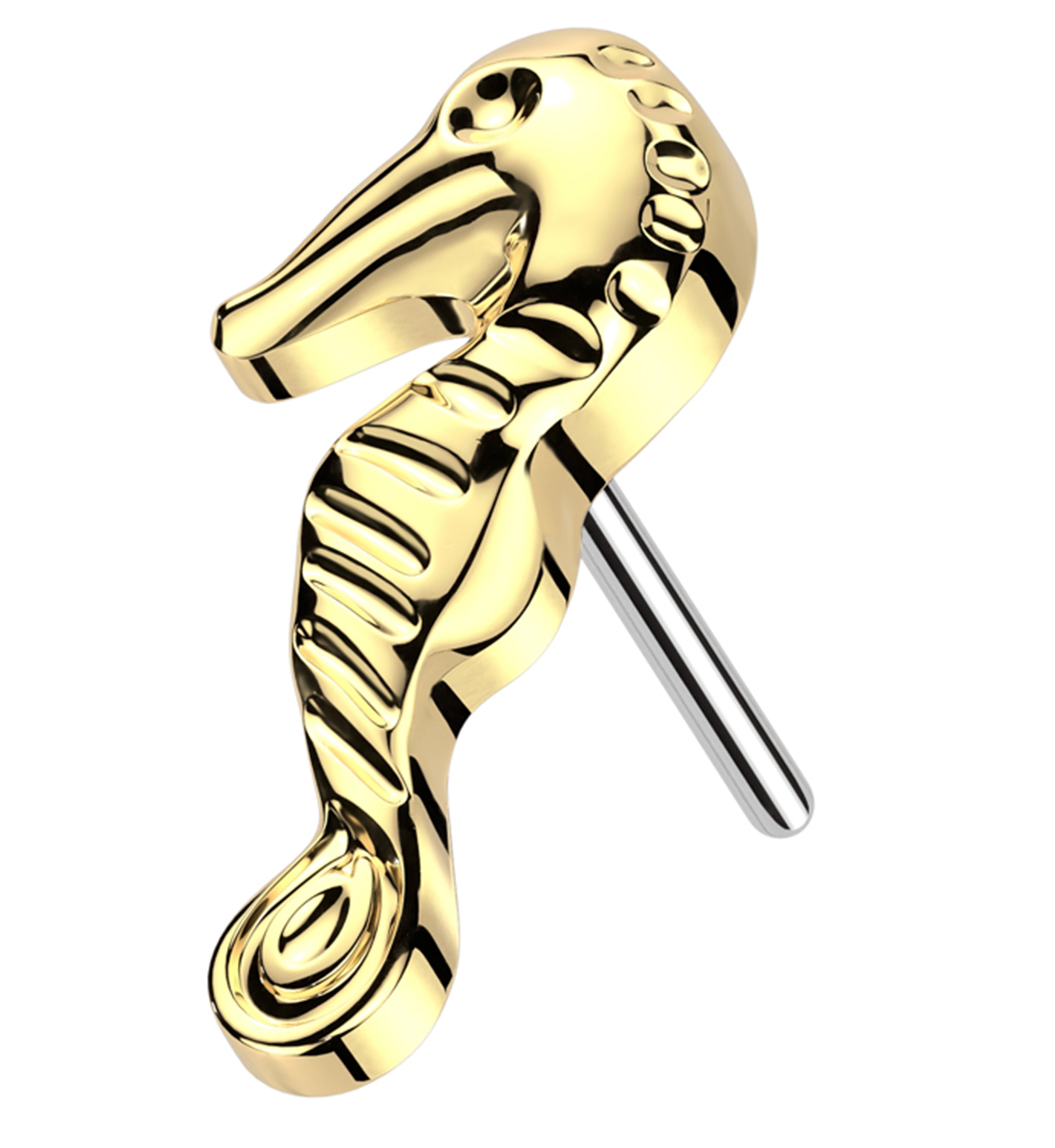 Gold PVD Seahorse Titanium Threadless Top