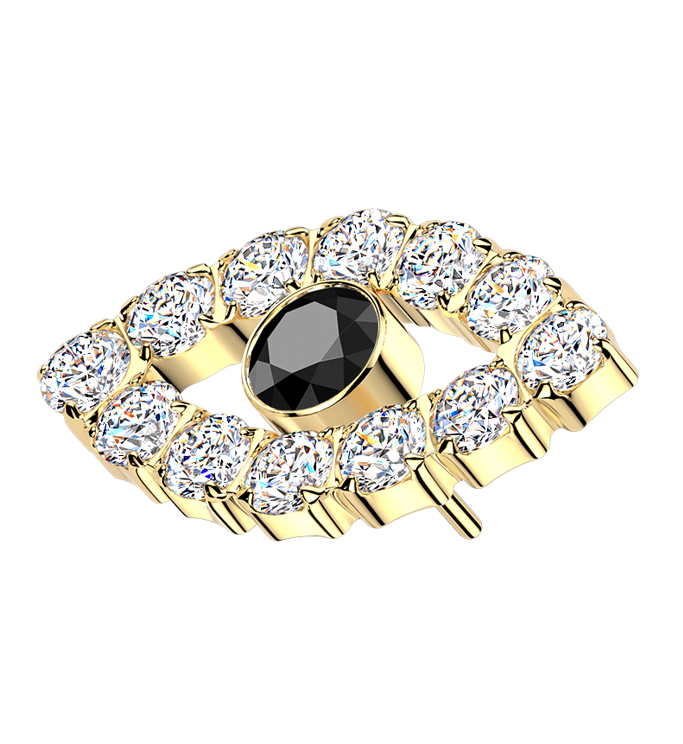 Gold PVD Sentinel Clear and Black CZ Titanium Threadless Top