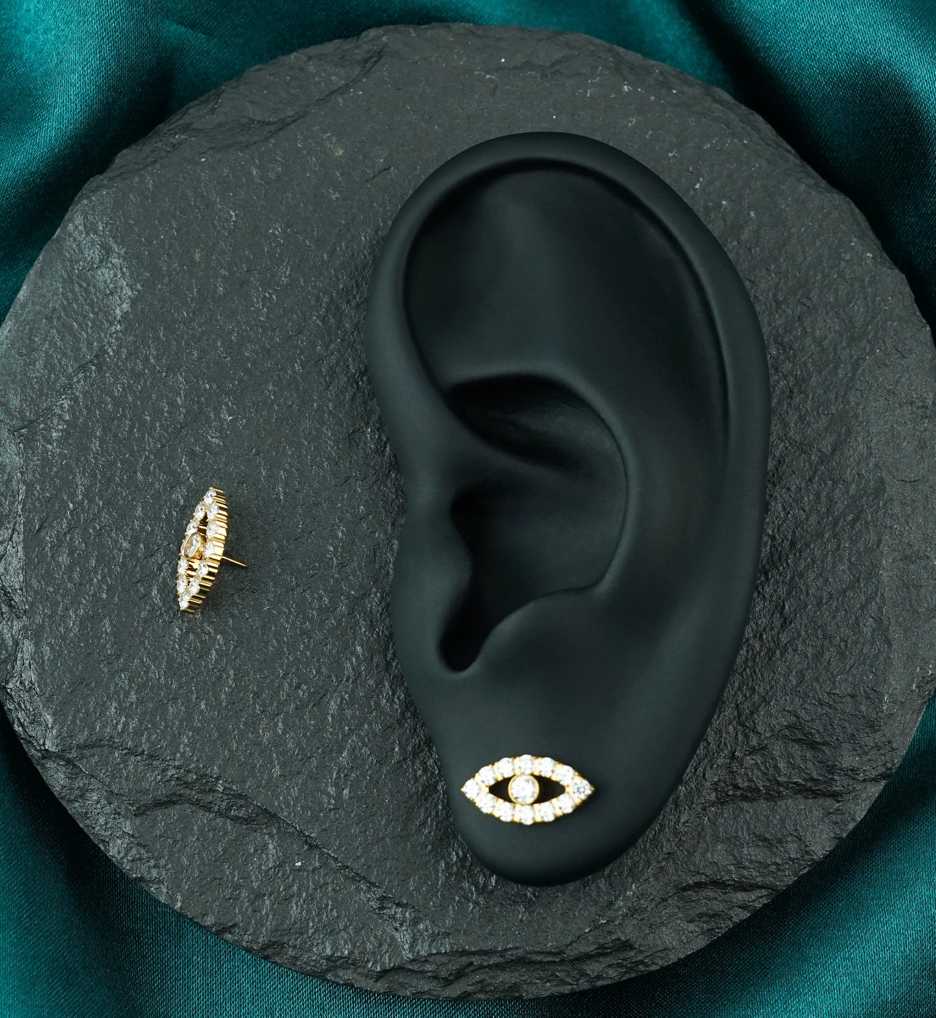 Gold PVD Sentinel Clear CZ Titanium Threadless Top