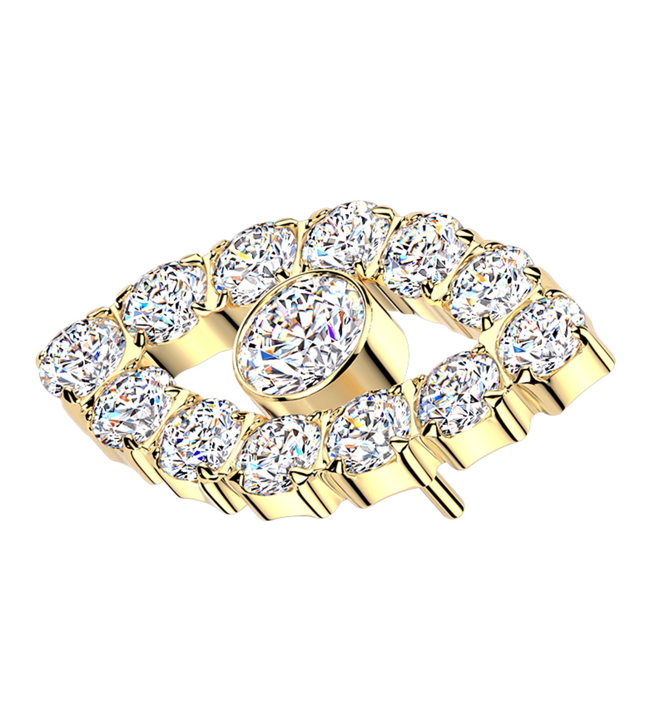 Gold PVD Sentinel Clear CZ Titanium Threadless Top