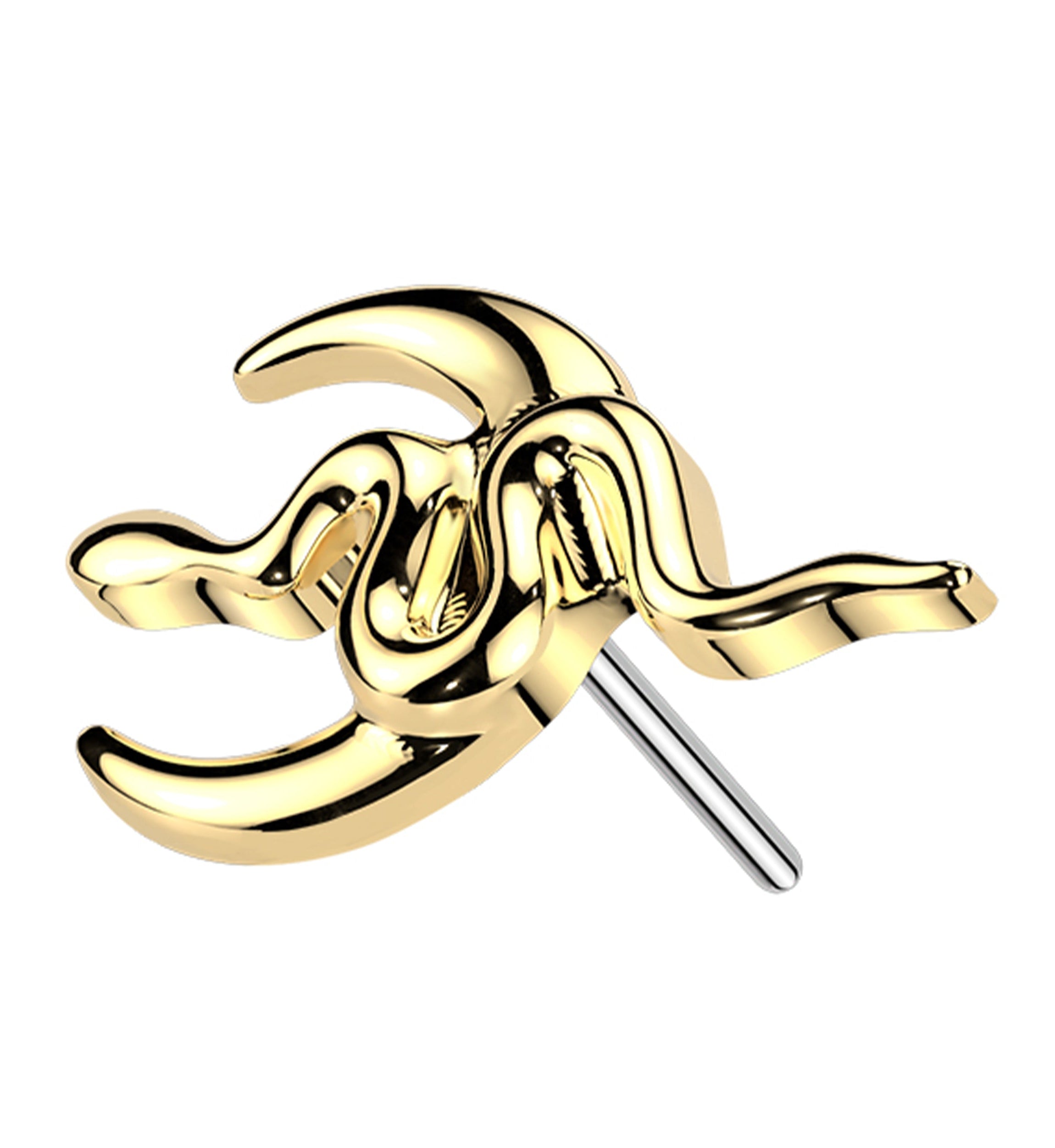 Gold PVD Serpent Moon Titanium Threadless Top