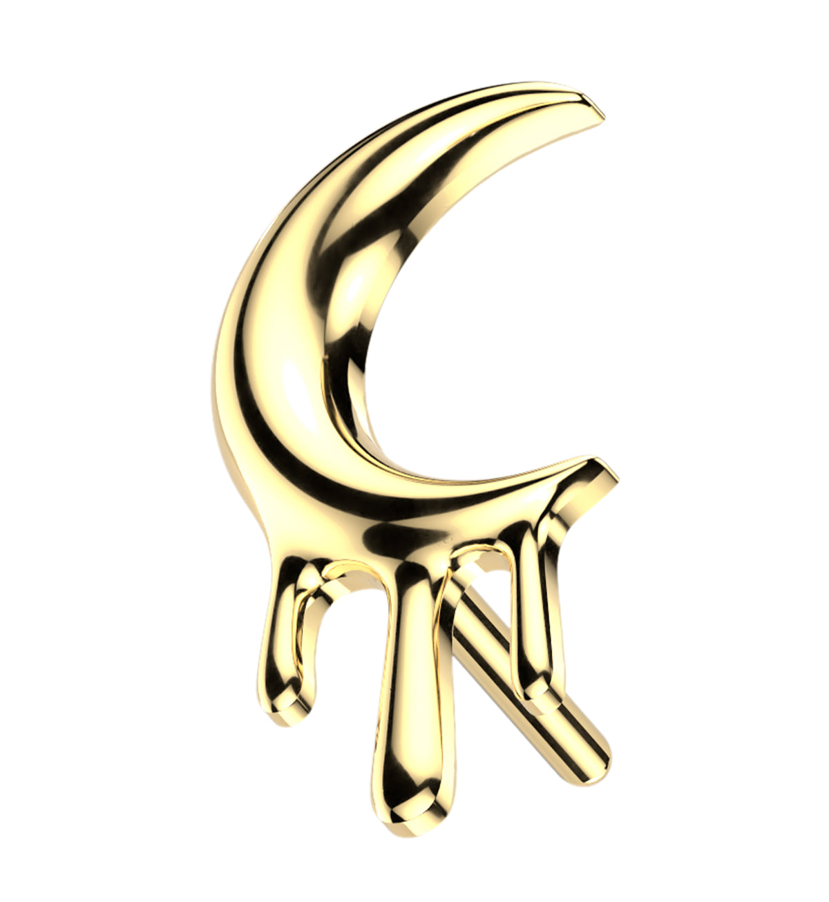 Gold PVD Sickle Moon Drip Titanium Threadless Top by Urban Body Jewelry