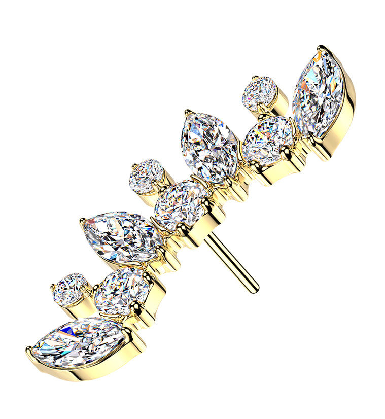 Gold PVD Signal Arch Clear CZ Titanium Threadless Top