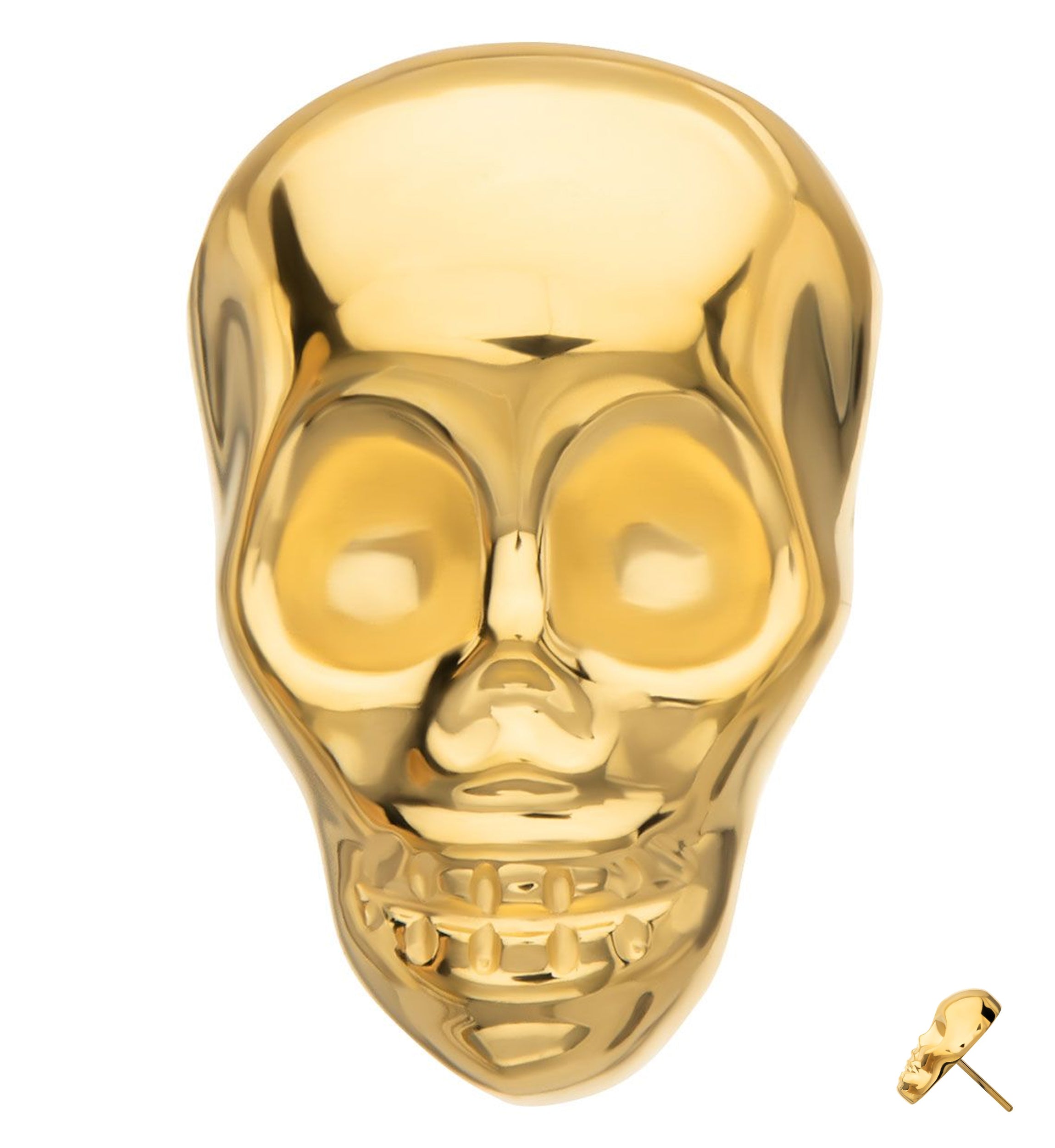 24kt Gold PVD Skull Head Titanium Threadless Top