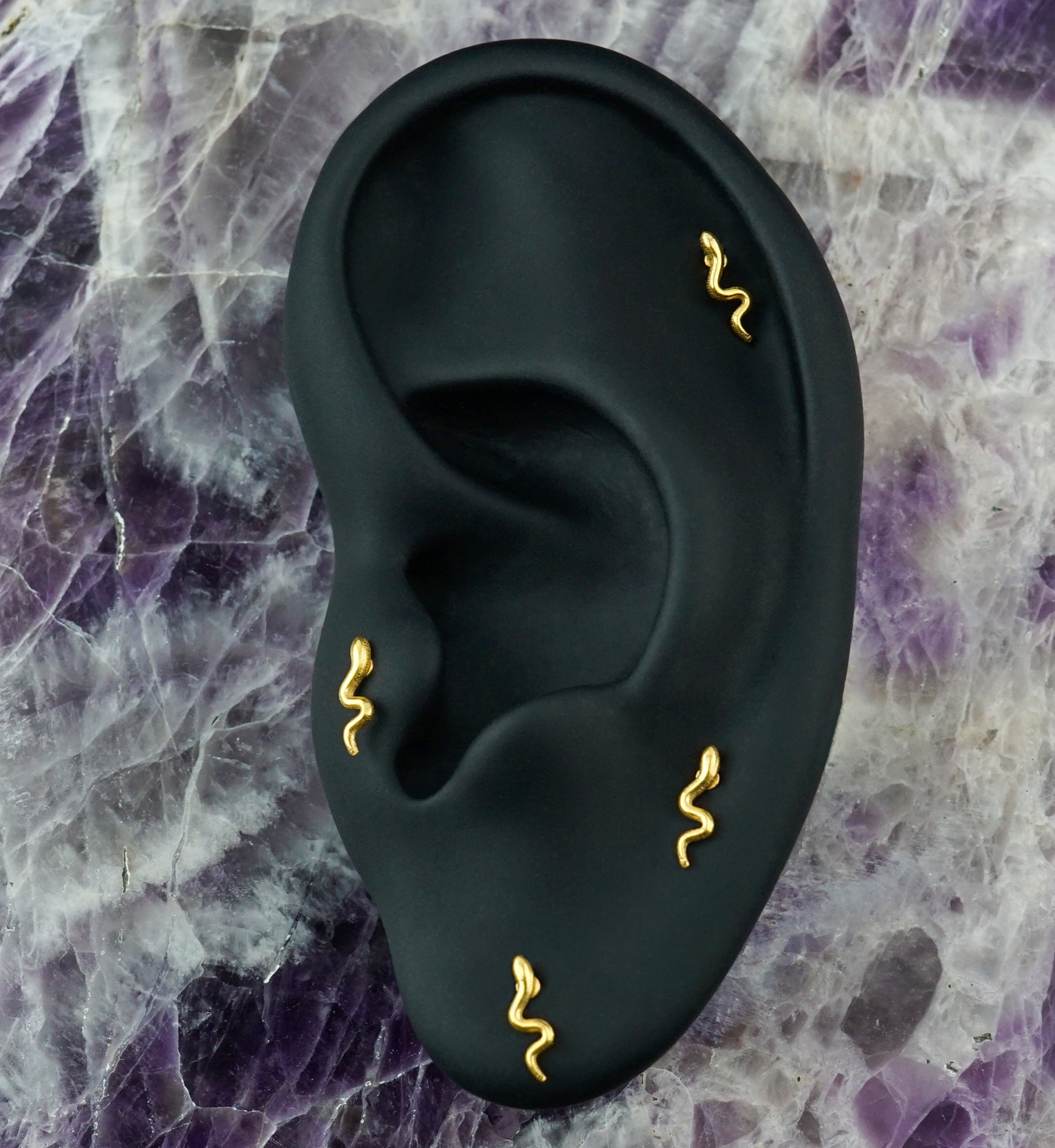 Gold PVD Sleek Snake Stainless Steel Internally Threaded Labret