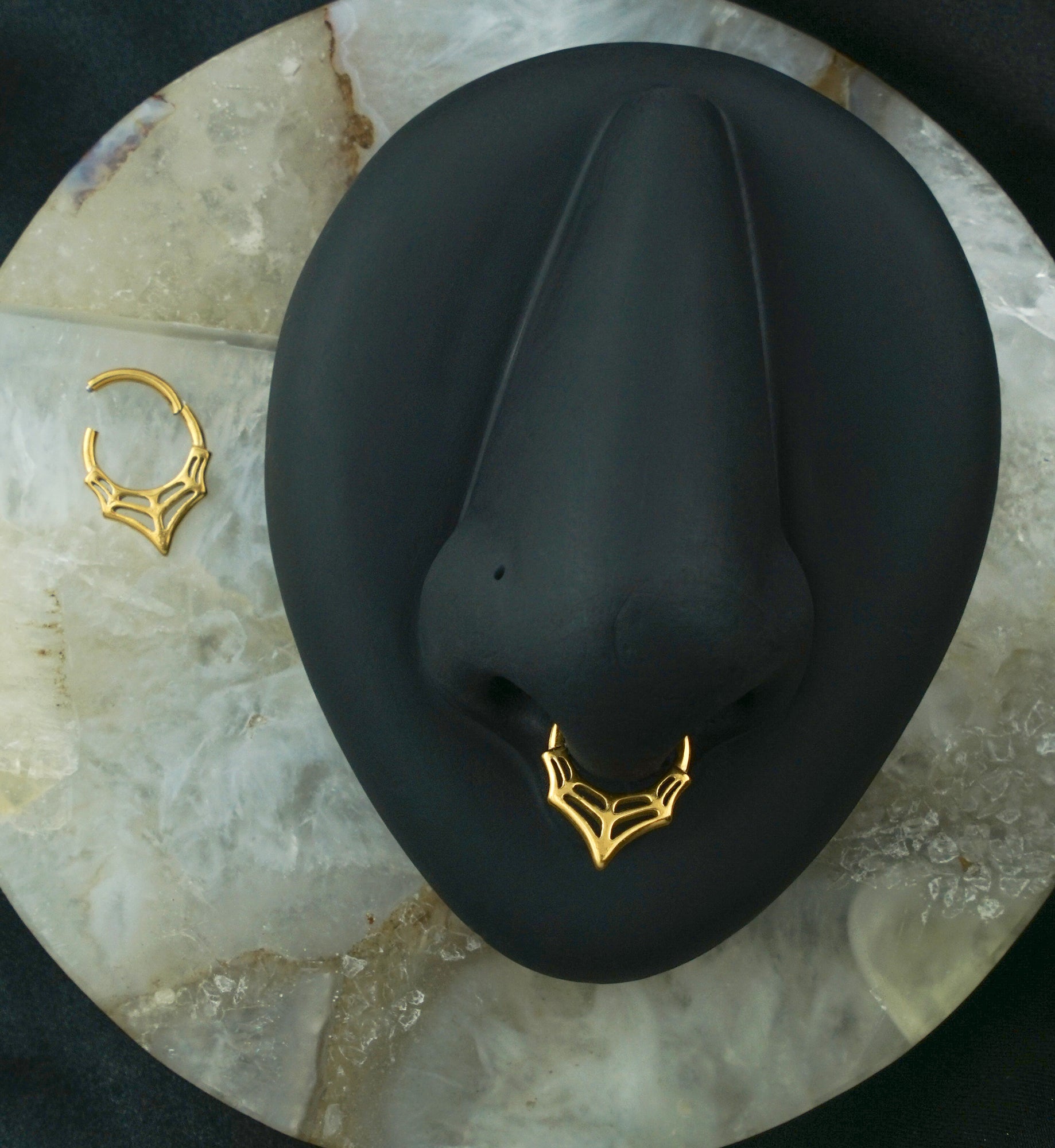 Gold PVD Spiderweb Point Stainless Steel Hinged Segment Ring