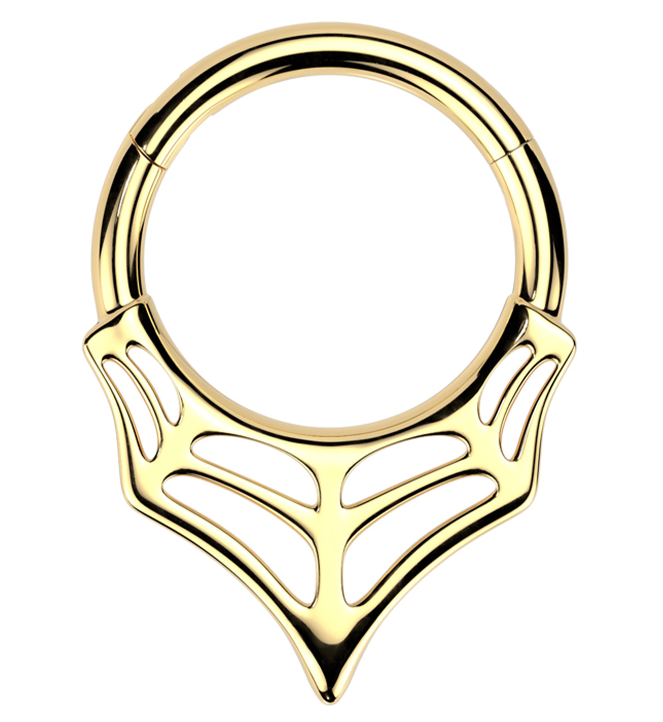 Gold PVD Spiderweb Point Stainless Steel Hinged Segment Ring