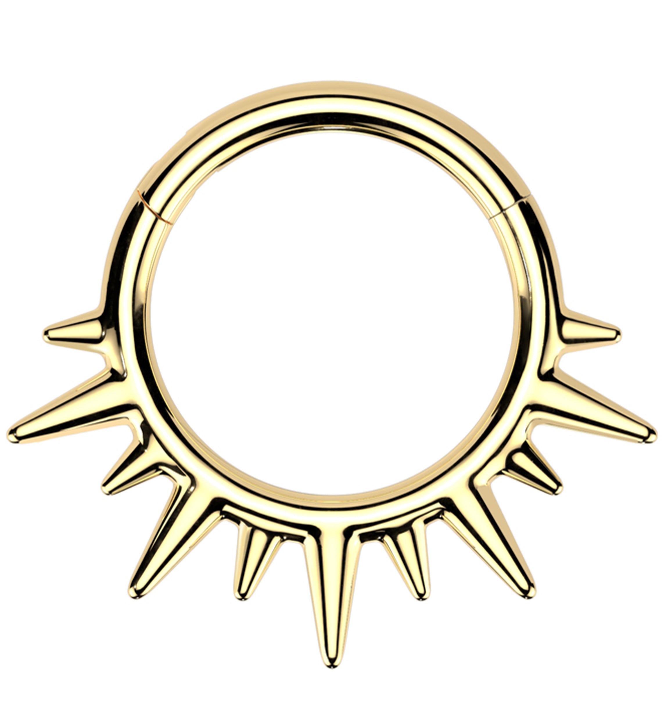 Gold PVD Spike Rays Stainless Steel Hinged Segment Ring